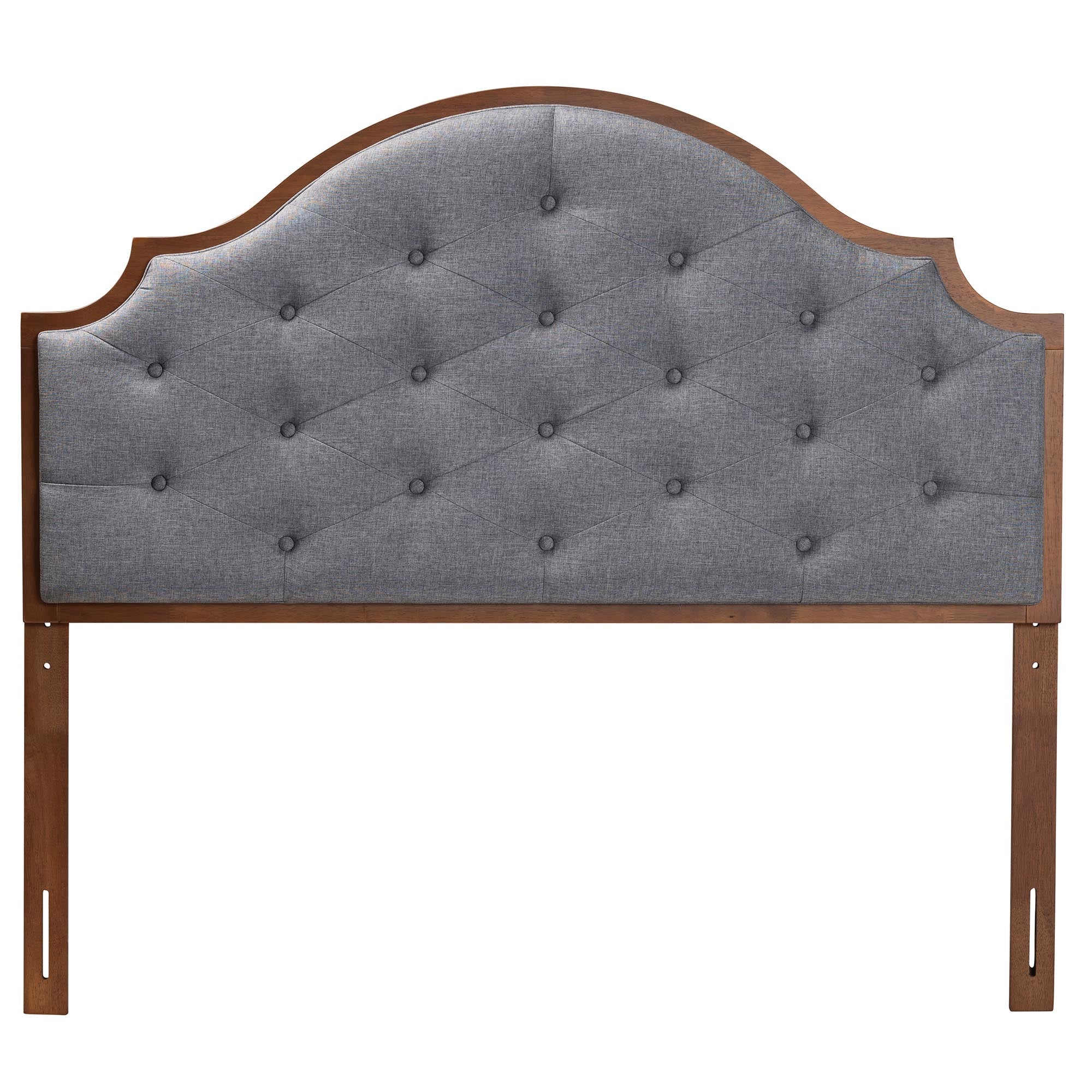 Baxton Studio Premala Classic and Traditional Grey Fabric and Walnut Brown Finished Wood Queen Size Headboard - Image 3