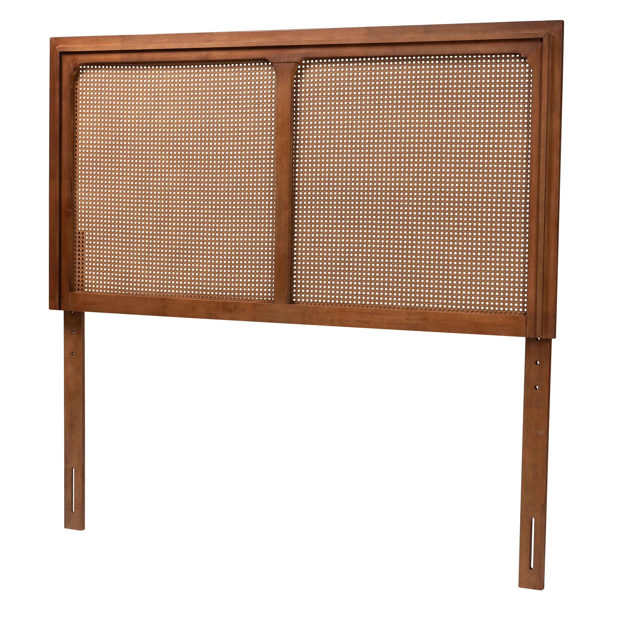 Baxton Studio Prewitt Mid-Century Modern Ash Walnut Finished Wood King Size Headboard with Rattan - Image 2
