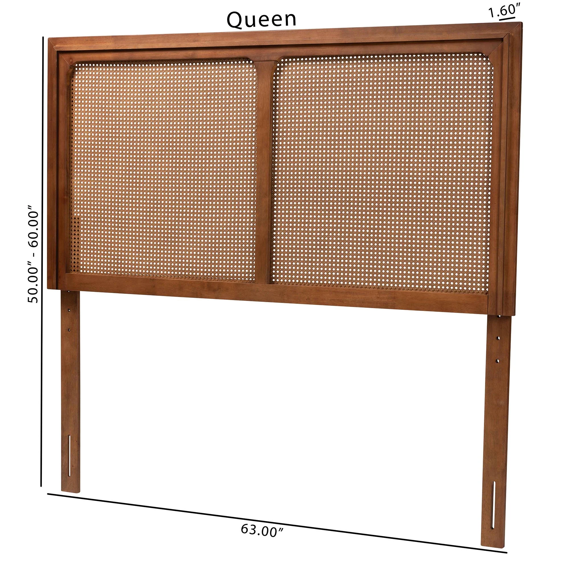 Baxton Studio Prewitt Mid-Century Modern Ash Walnut Finished Wood King Size Headboard with Rattan - Image 7