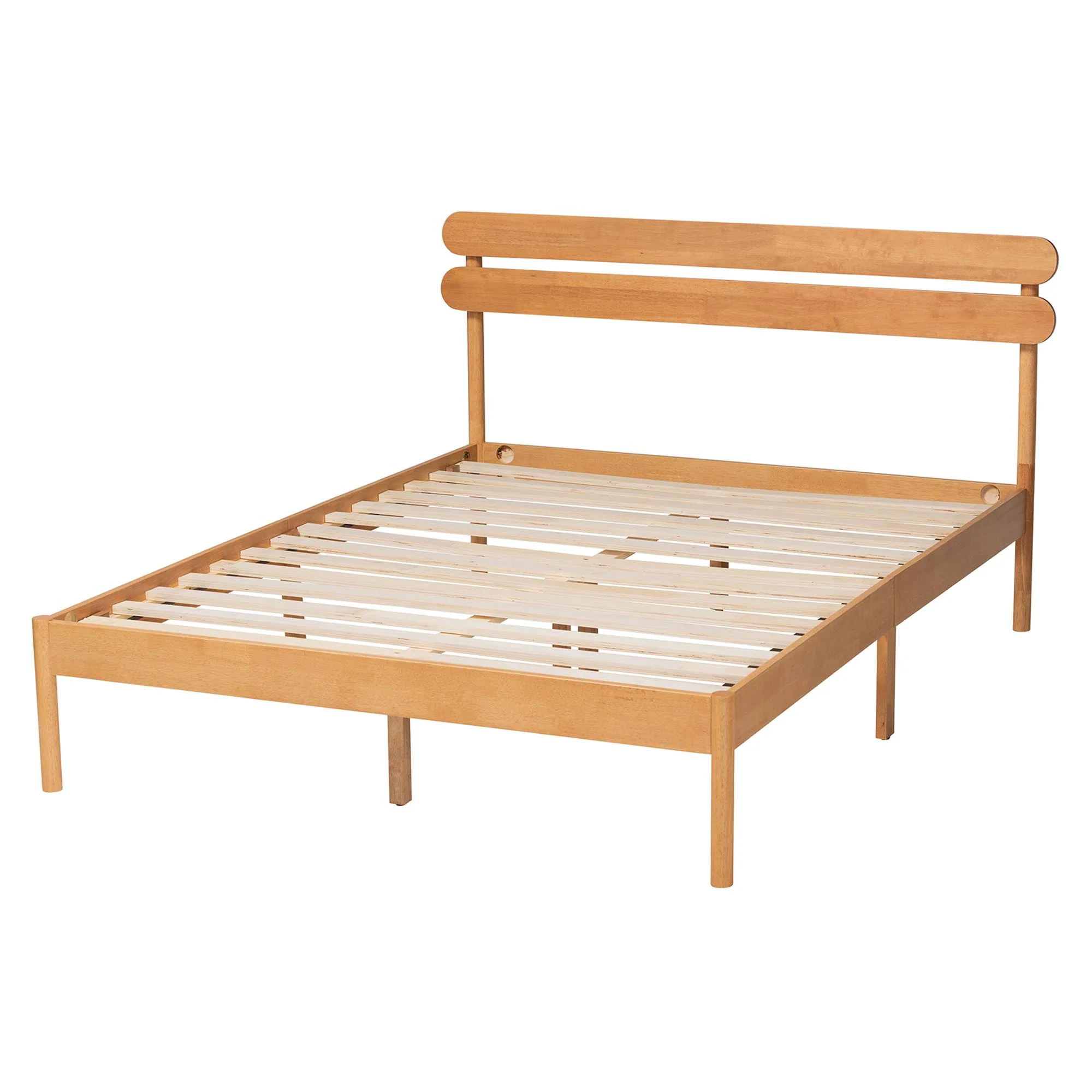 Baxton Studio Quincia Japandi Sandy Brown Finished Wood Queen Size Platform Bed - Image 4