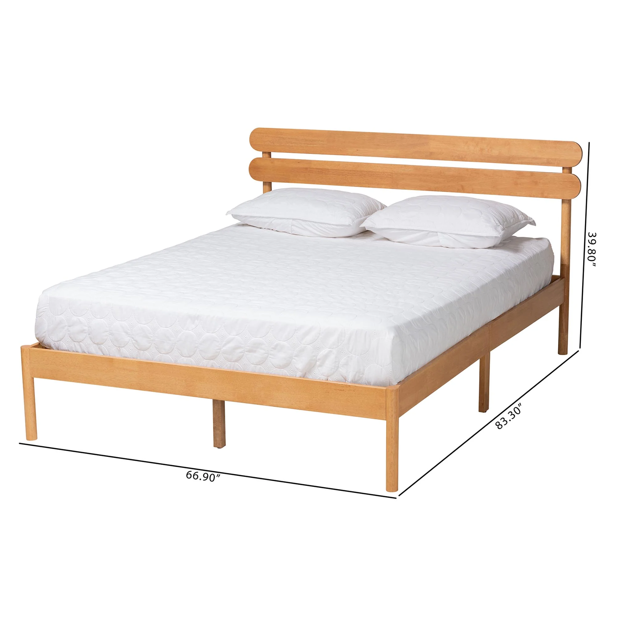 Baxton Studio Quincia Japandi Sandy Brown Finished Wood Queen Size Platform Bed - Image 8