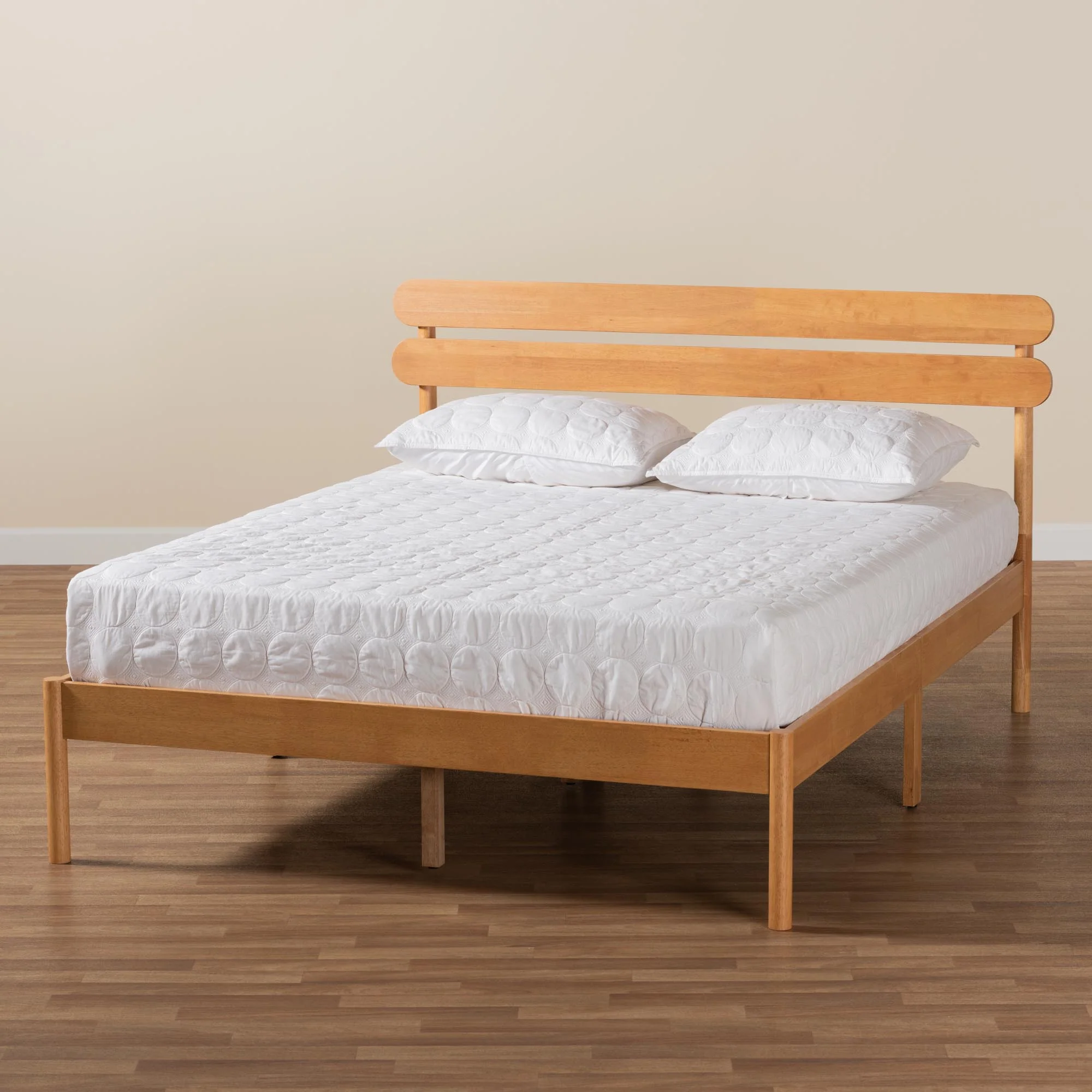 Baxton Studio Quincia Japandi Sandy Brown Finished Wood Queen Size Platform Bed - Image 9