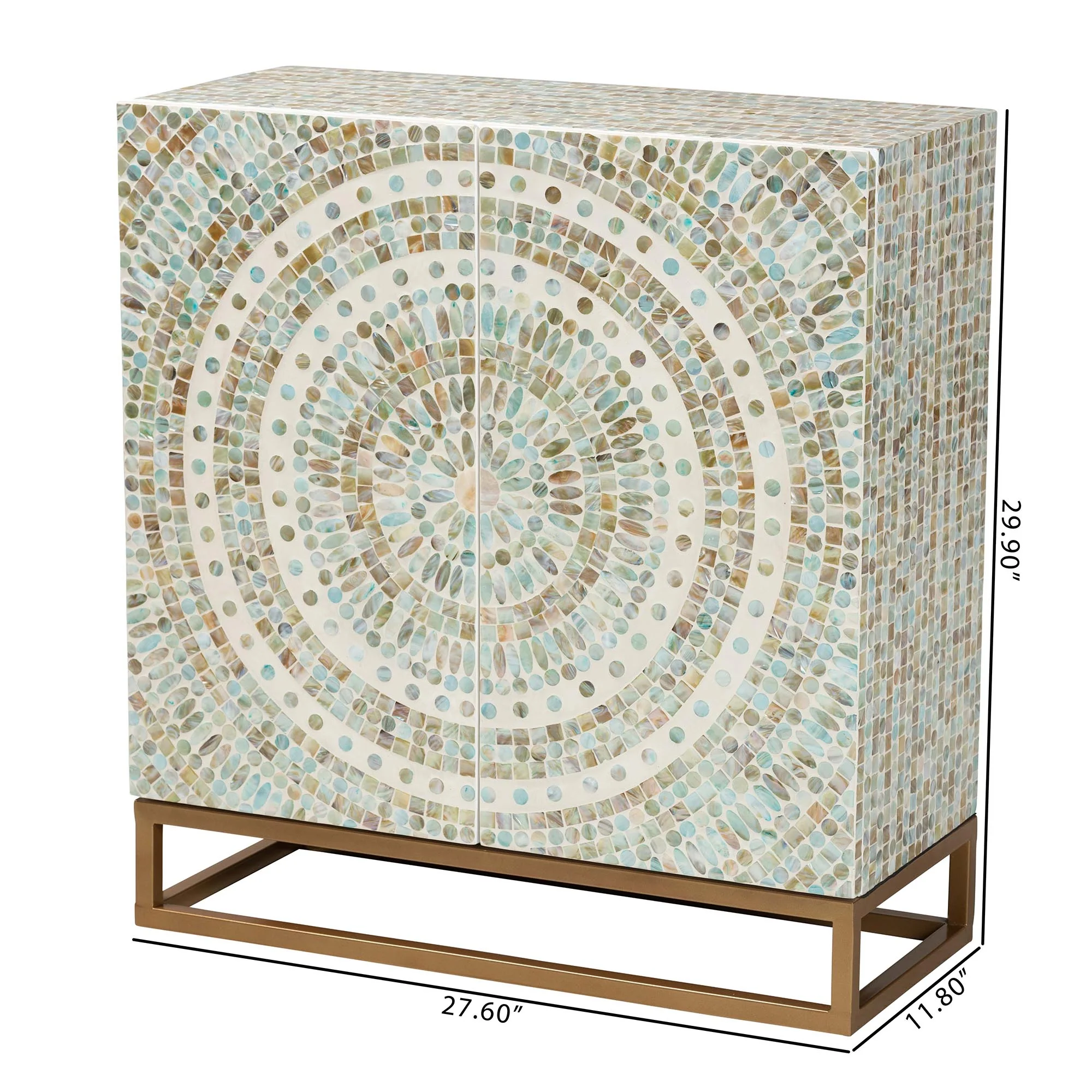 Baxton Studio Quintus Modern Bohemian Multicolor Mother of Pearl and Gold Metal Storage Cabinet - Image 10