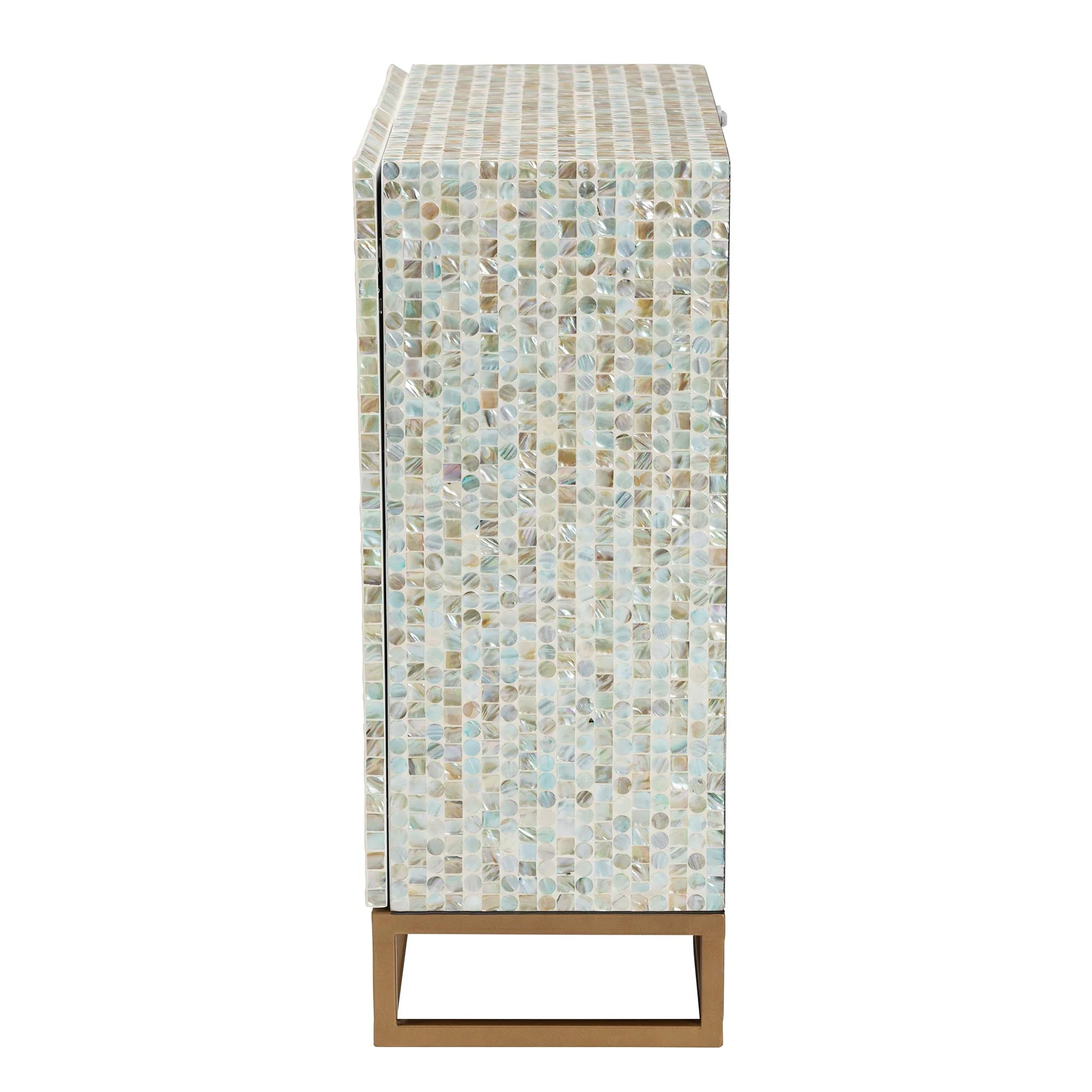 Baxton Studio Quintus Modern Bohemian Multicolor Mother of Pearl and Gold Metal Storage Cabinet - Image 5
