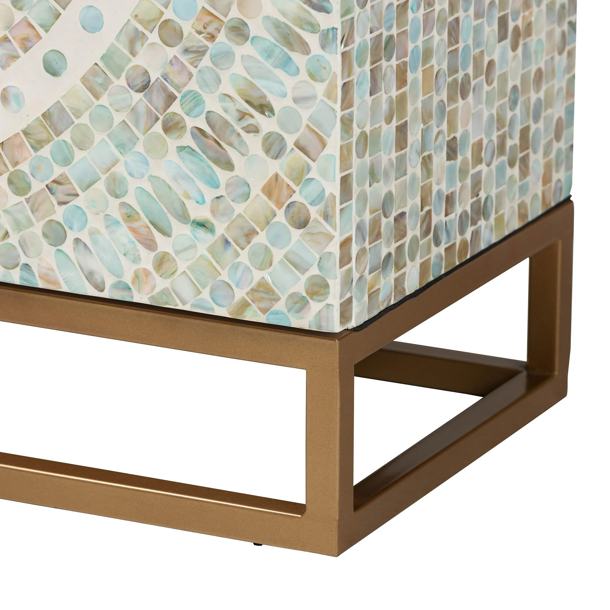 Baxton Studio Quintus Modern Bohemian Multicolor Mother of Pearl and Gold Metal Storage Cabinet - Image 7