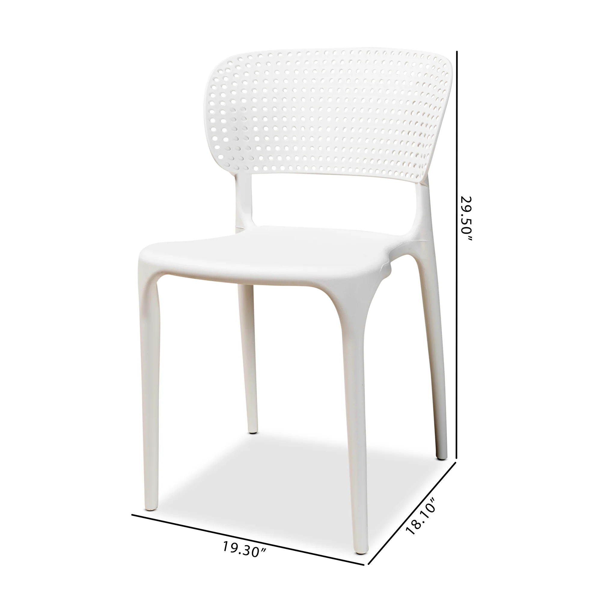 Baxton Studio Rae Modern and Contemporary White Finished Polypropylene Plastic 4-Piece Stackable Dining Chair Set - Image 2