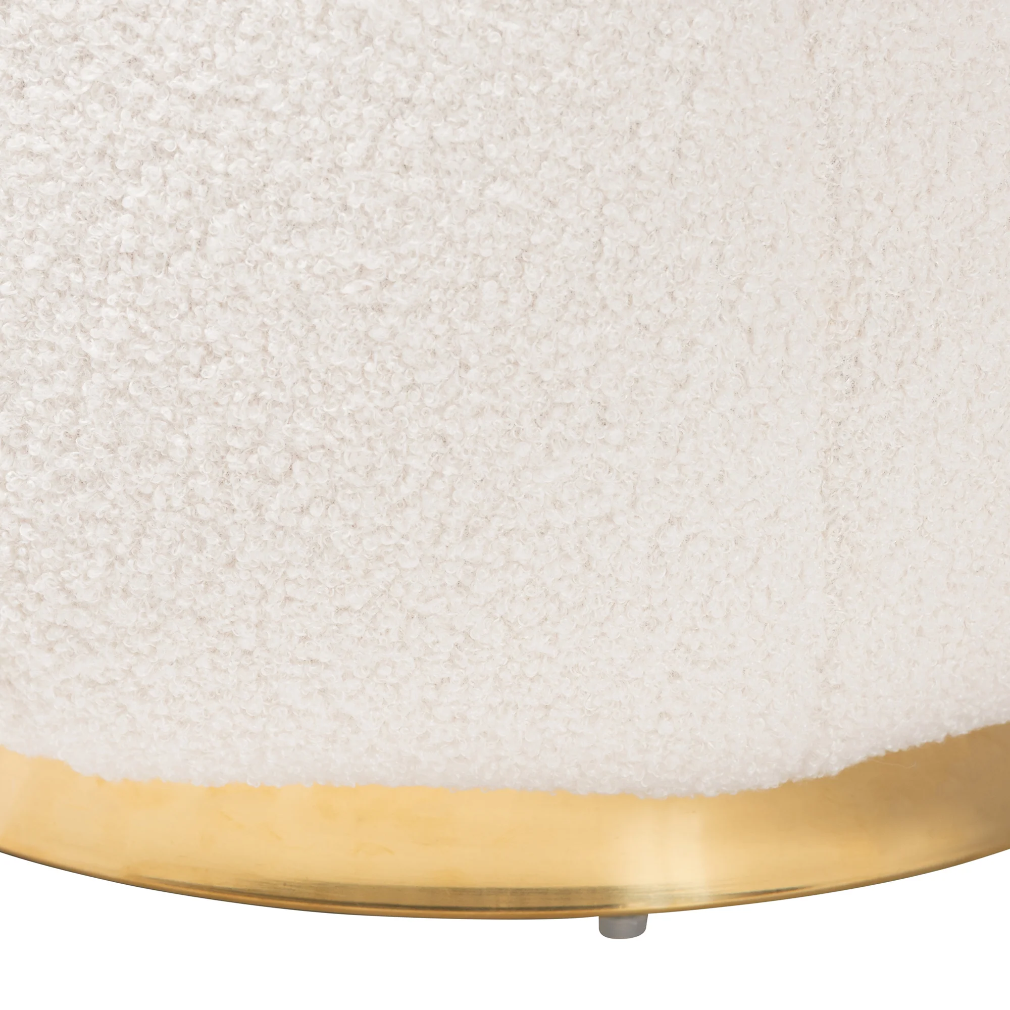 Baxton Studio Raelynn Modern and Contemporary Ivory Boucle Upholstered and Gold Metal Ottoman - Image 4