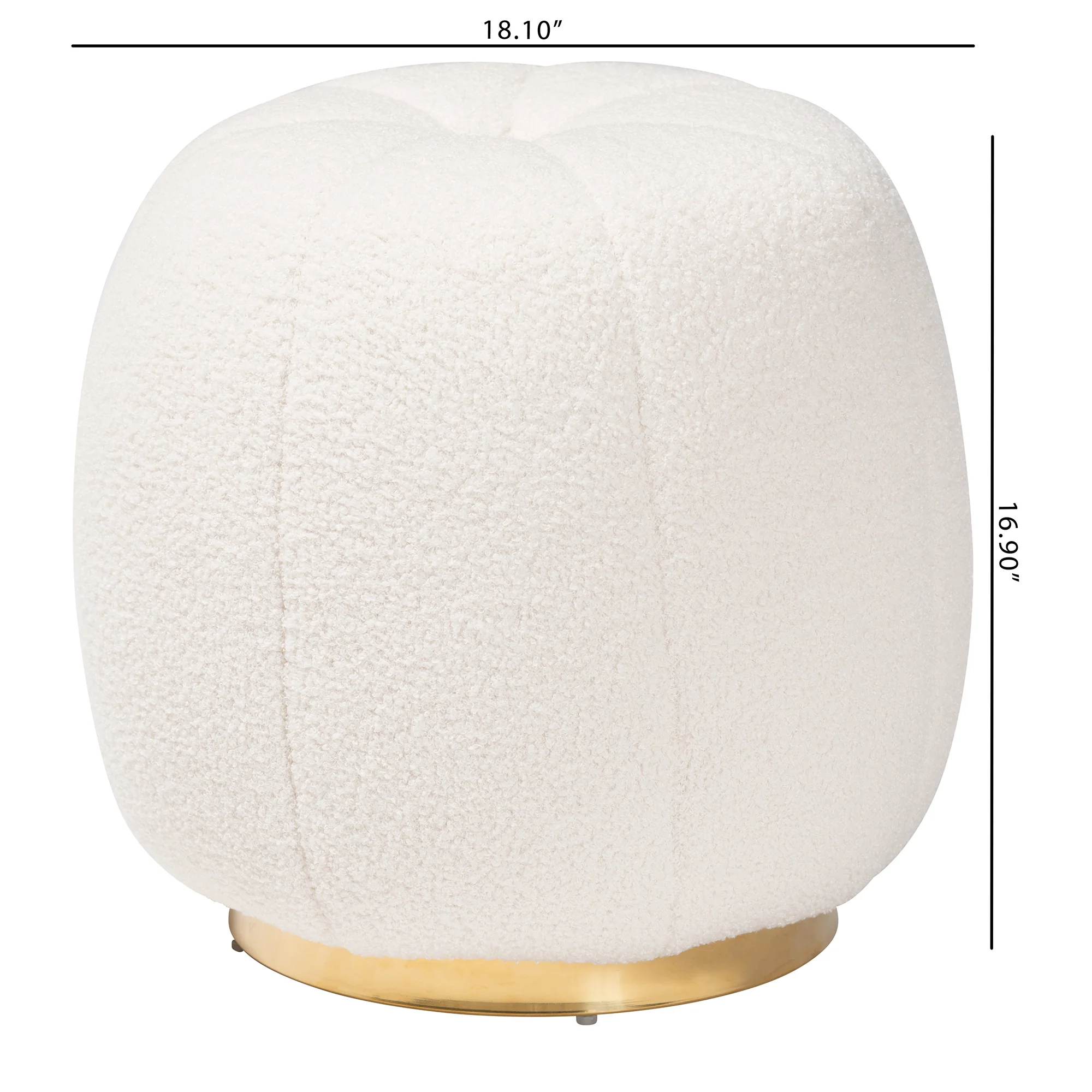 Baxton Studio Raelynn Modern and Contemporary Ivory Boucle Upholstered and Gold Metal Ottoman - Image 7