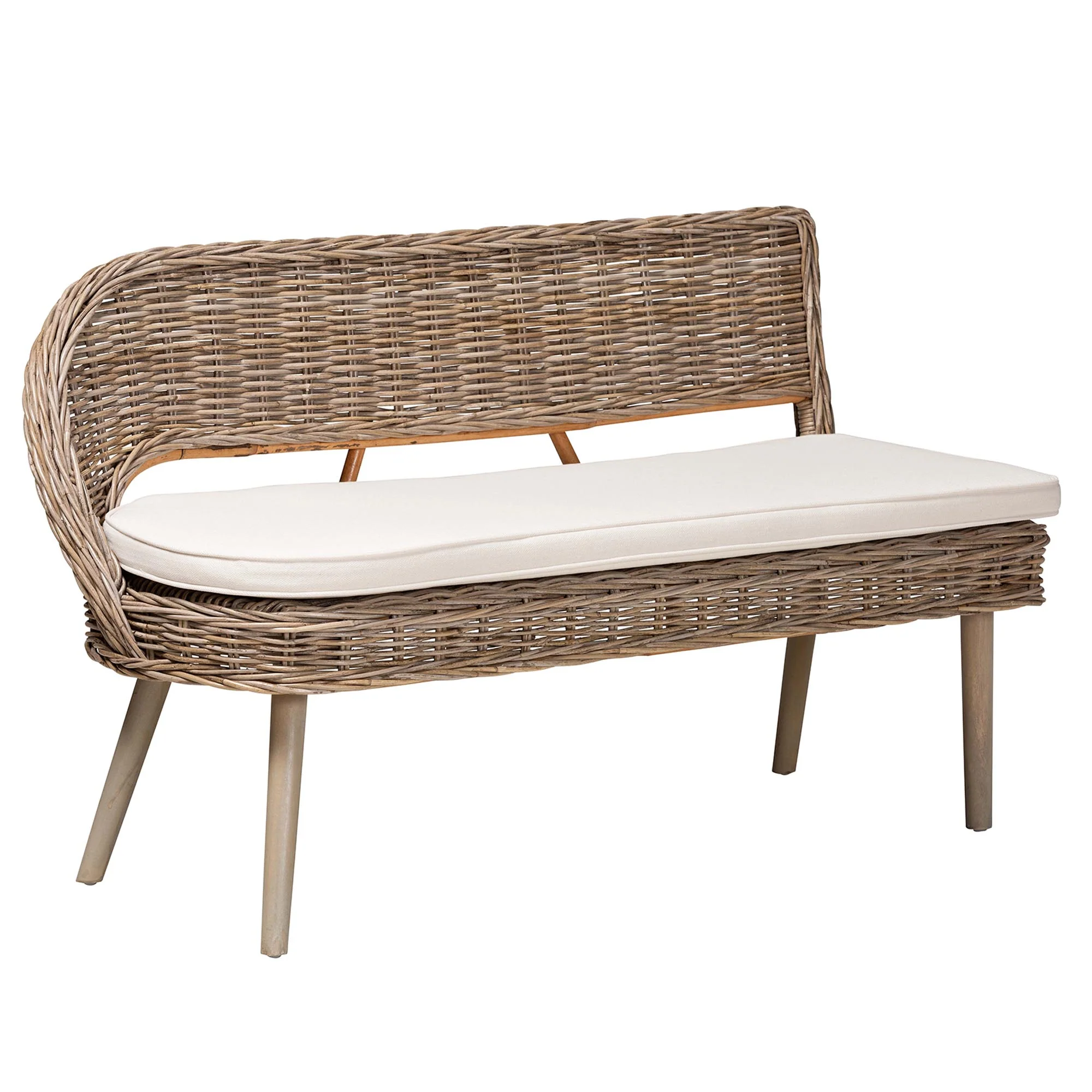 Baxton Studio Raisa Modern Bohemian Natural Kubu Rattan Bench and Wood Table 3-Piece Dining Nook Set - Image 6