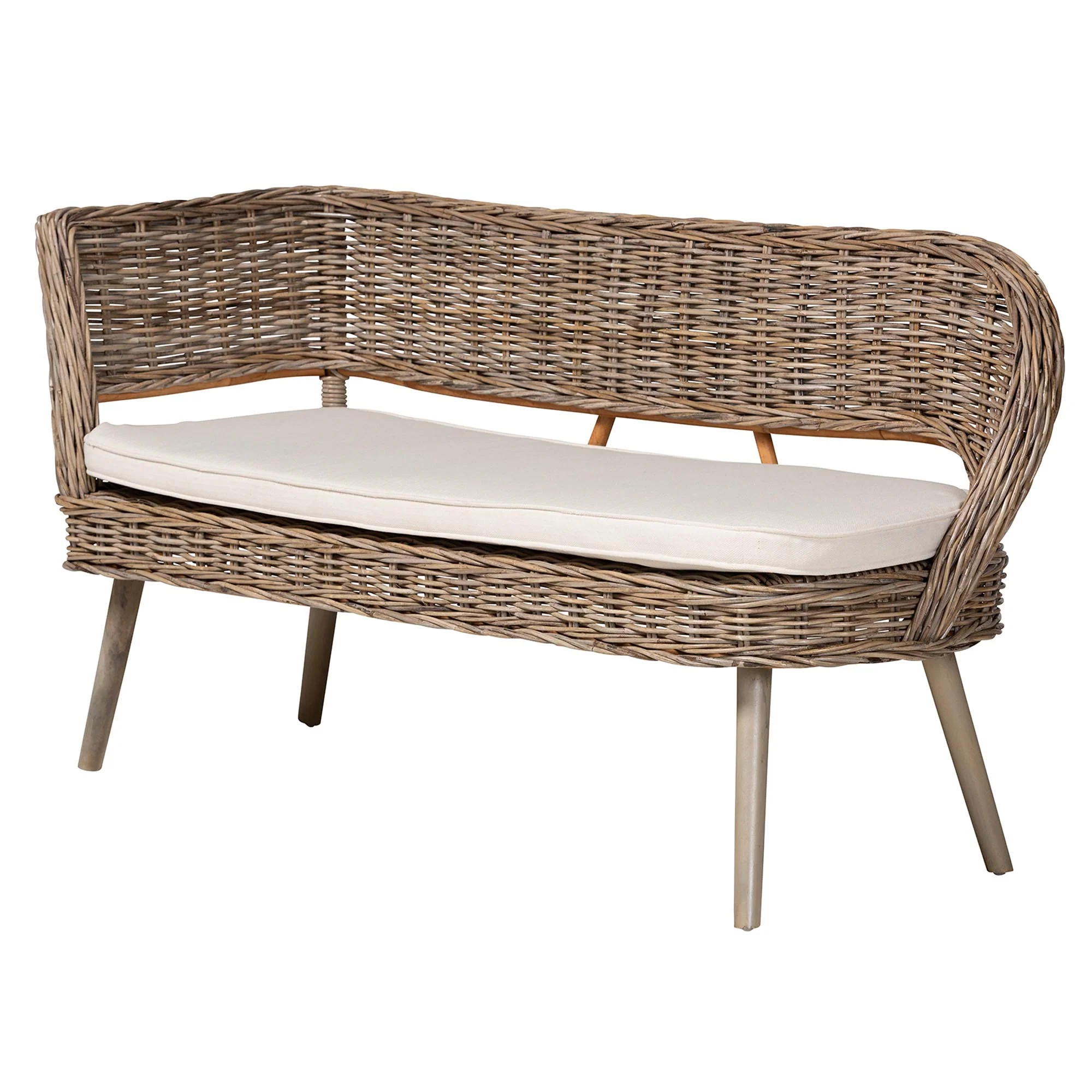 Baxton Studio Raisa Modern Bohemian Natural Kubu Rattan Bench and Wood Table 3-Piece Dining Nook Set - Image 7