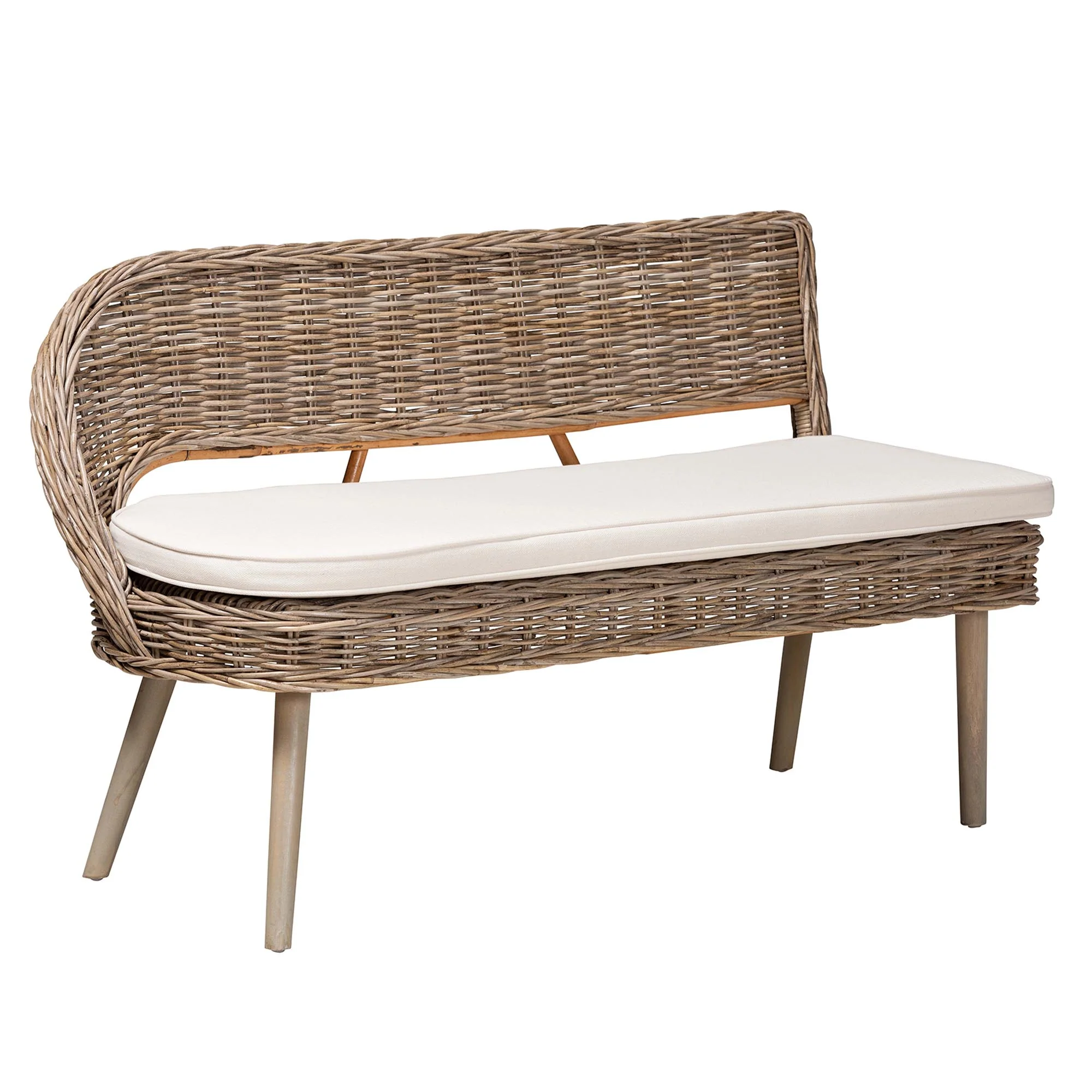 Baxton Studio Raisa Modern Bohemian Natural Kubu Rattan Bench and Wood Table 4-Piece Dining Nook Set - Image 6
