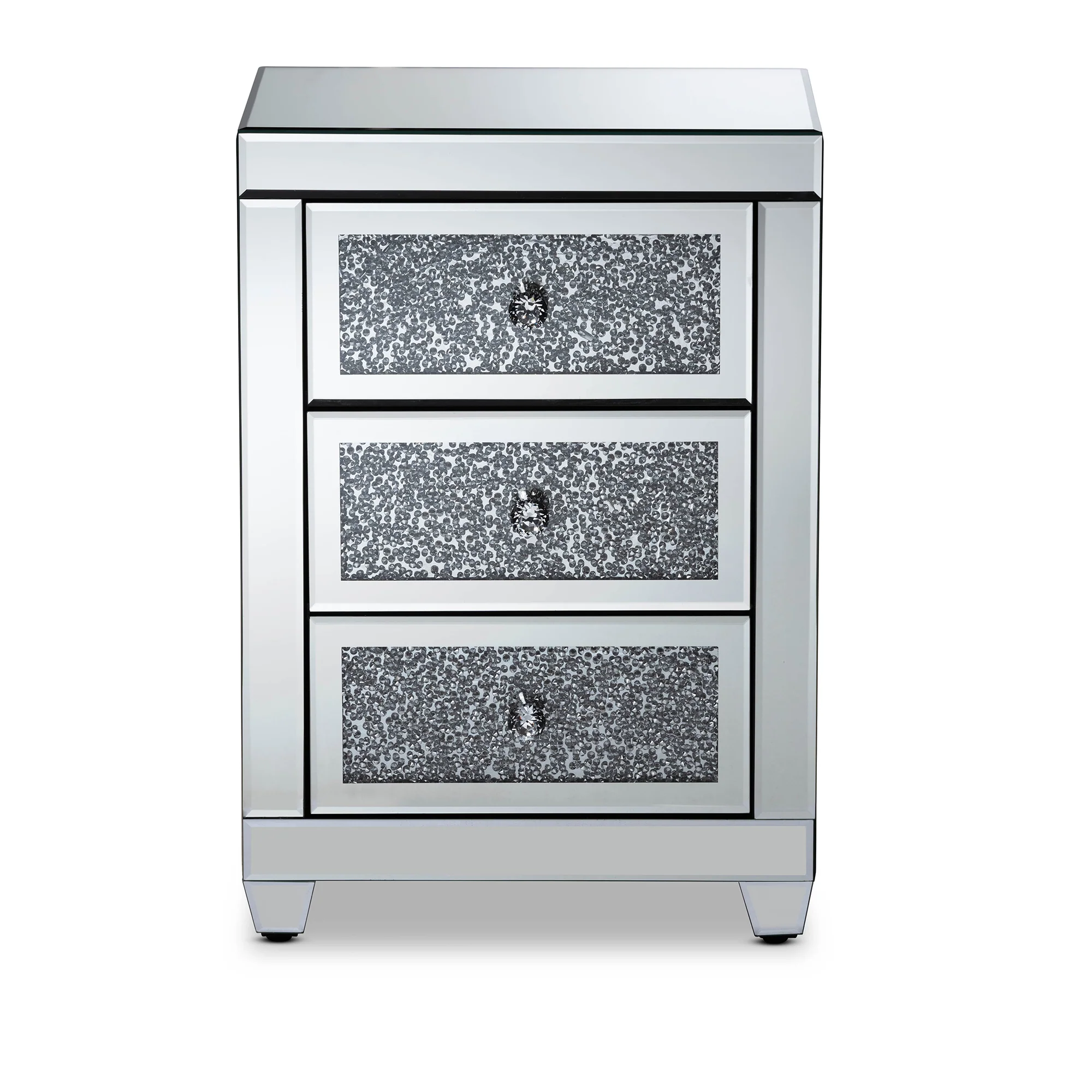 Baxton Studio Ralston Contemporary Glam and Luxe Mirrored 3-Drawer End Table - Image 5