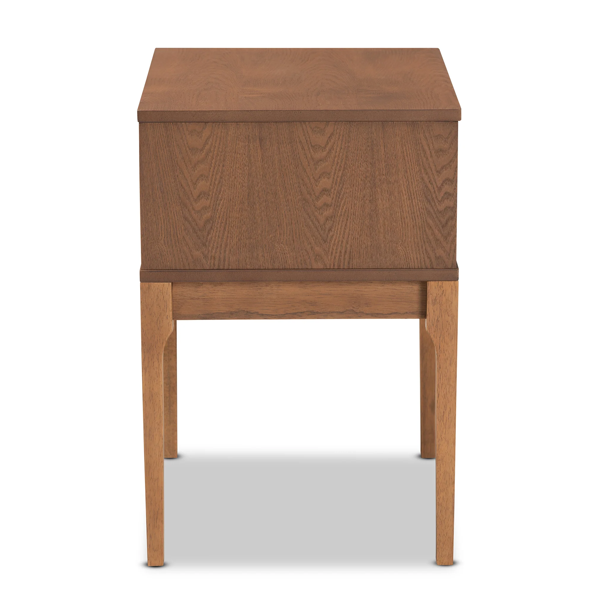 Baxton Studio Ramiel Mid-Century Modern Ash Walnut Finished Wood and Rattan 1-Drawer Nightstand - Image 5