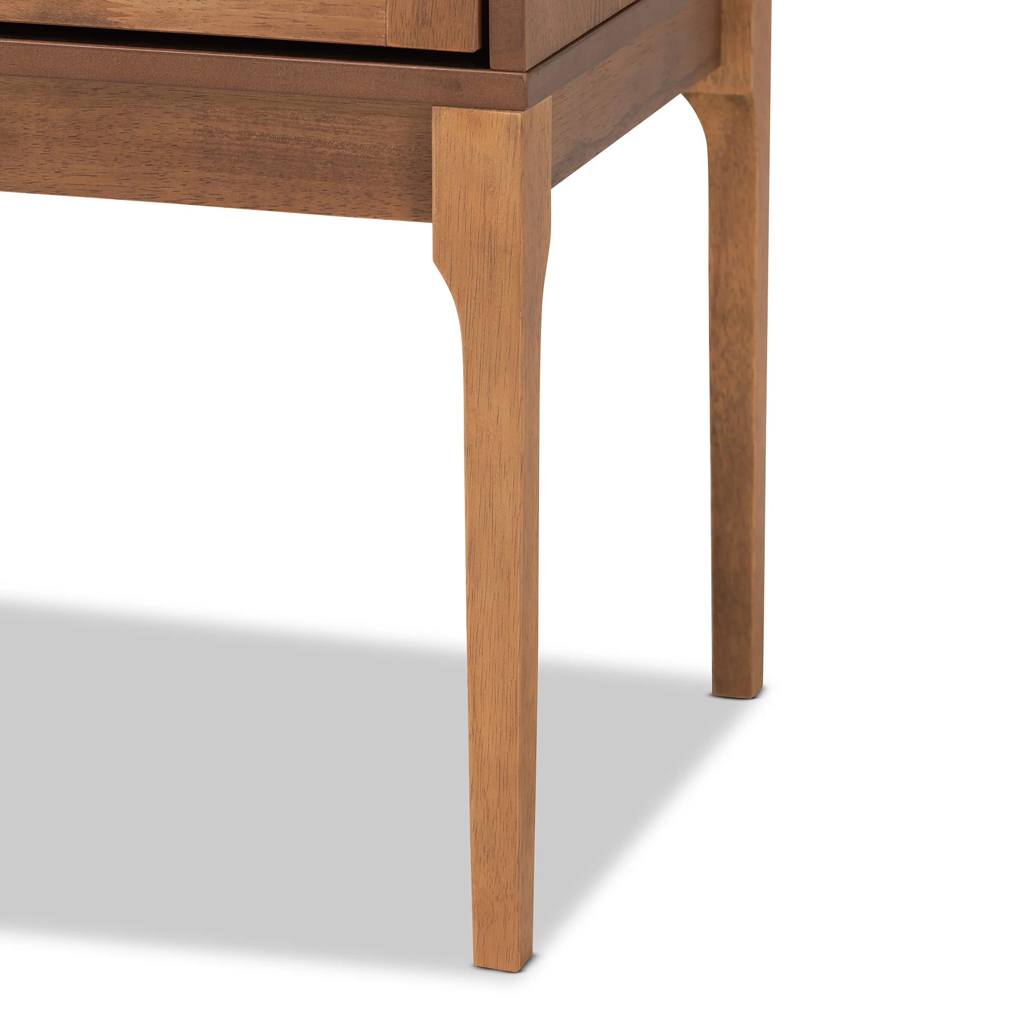 Baxton Studio Ramiel Mid-Century Modern Ash Walnut Finished Wood and Rattan 1-Drawer Nightstand - Image 7