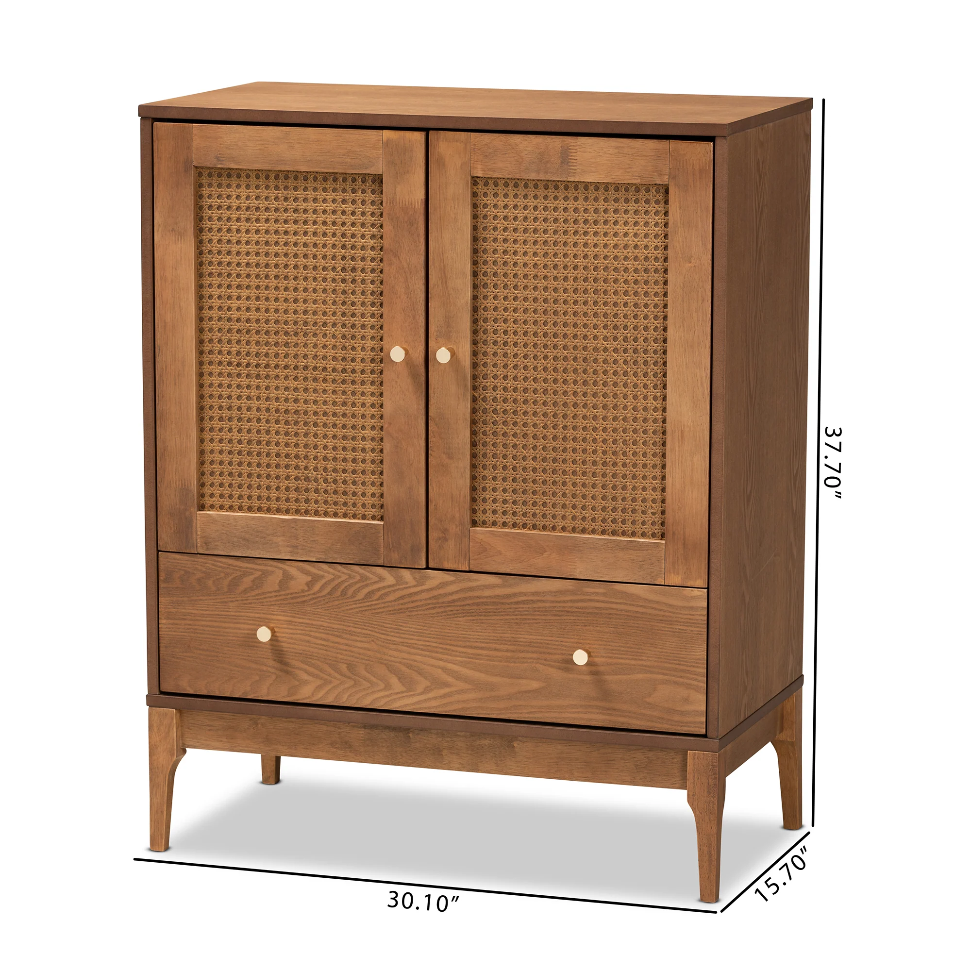 Baxton Studio Ramiel Mid-Century Modern Ash Walnut Finished Wood and Rattan 1-Drawer Sideboard - Image 10