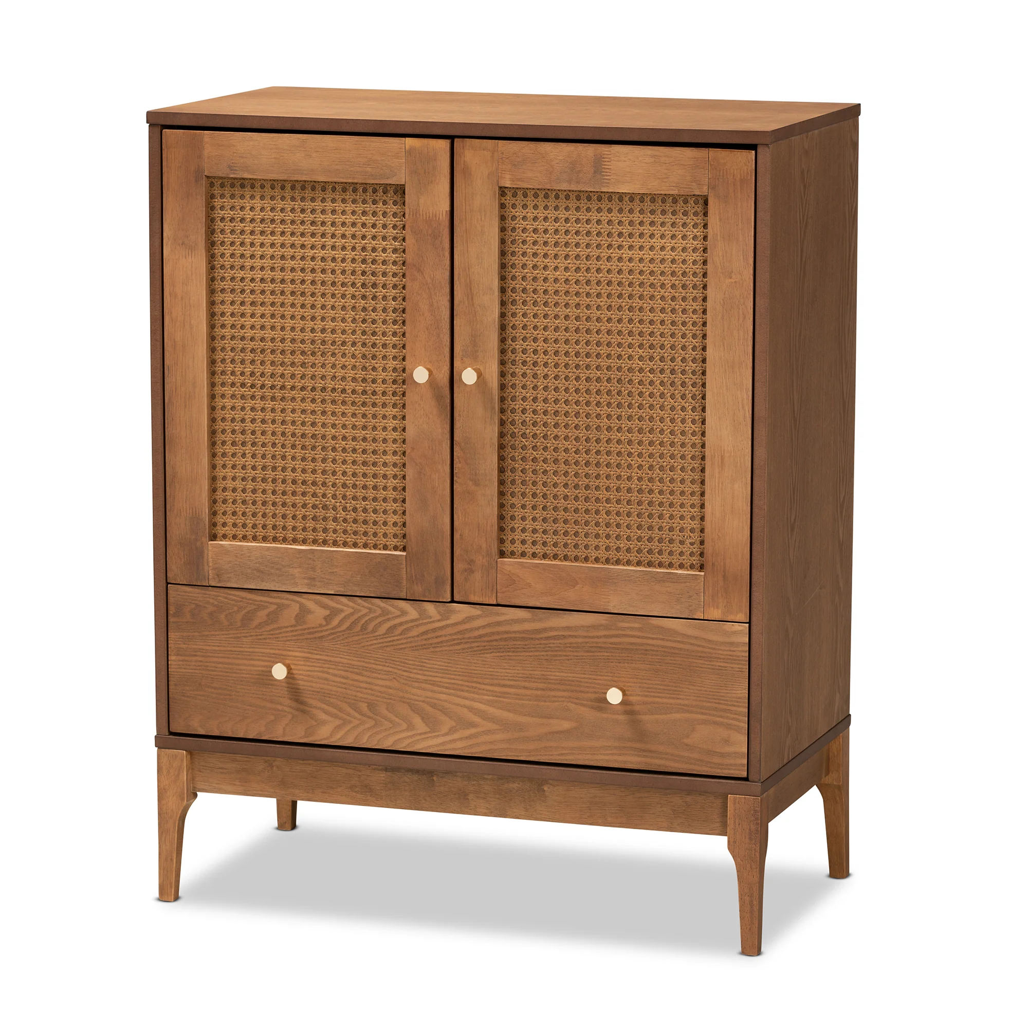 Baxton Studio Ramiel Mid-Century Modern Ash Walnut Finished Wood and Rattan 1-Drawer Sideboard - Image 2