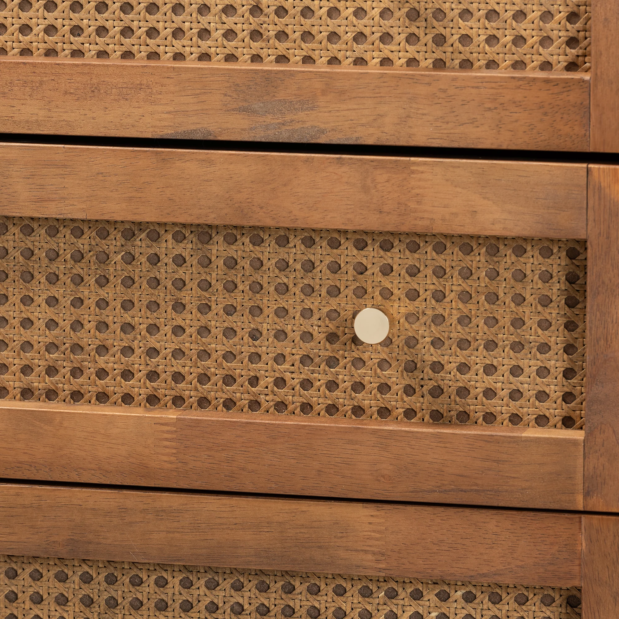 Baxton Studio Ramiel Mid-Century Modern Ash Walnut Finished Wood and Rattan 4-Drawer Chest - Image 8