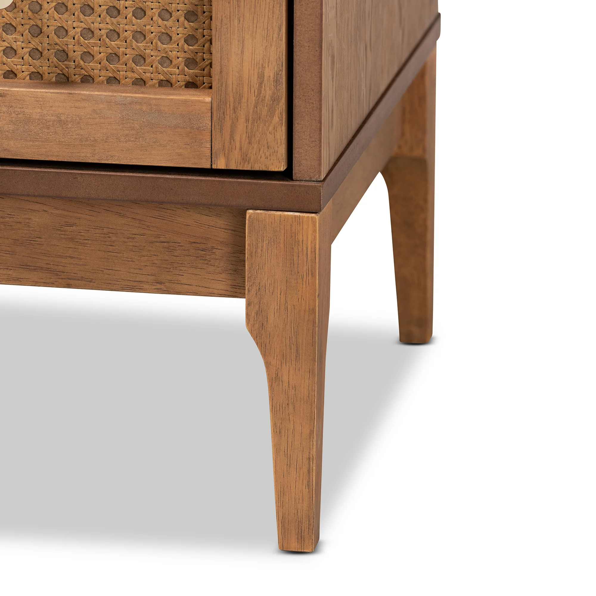 Baxton Studio Ramiel Mid-Century Modern Ash Walnut Finished Wood and Rattan 4-Drawer Chest - Image 9