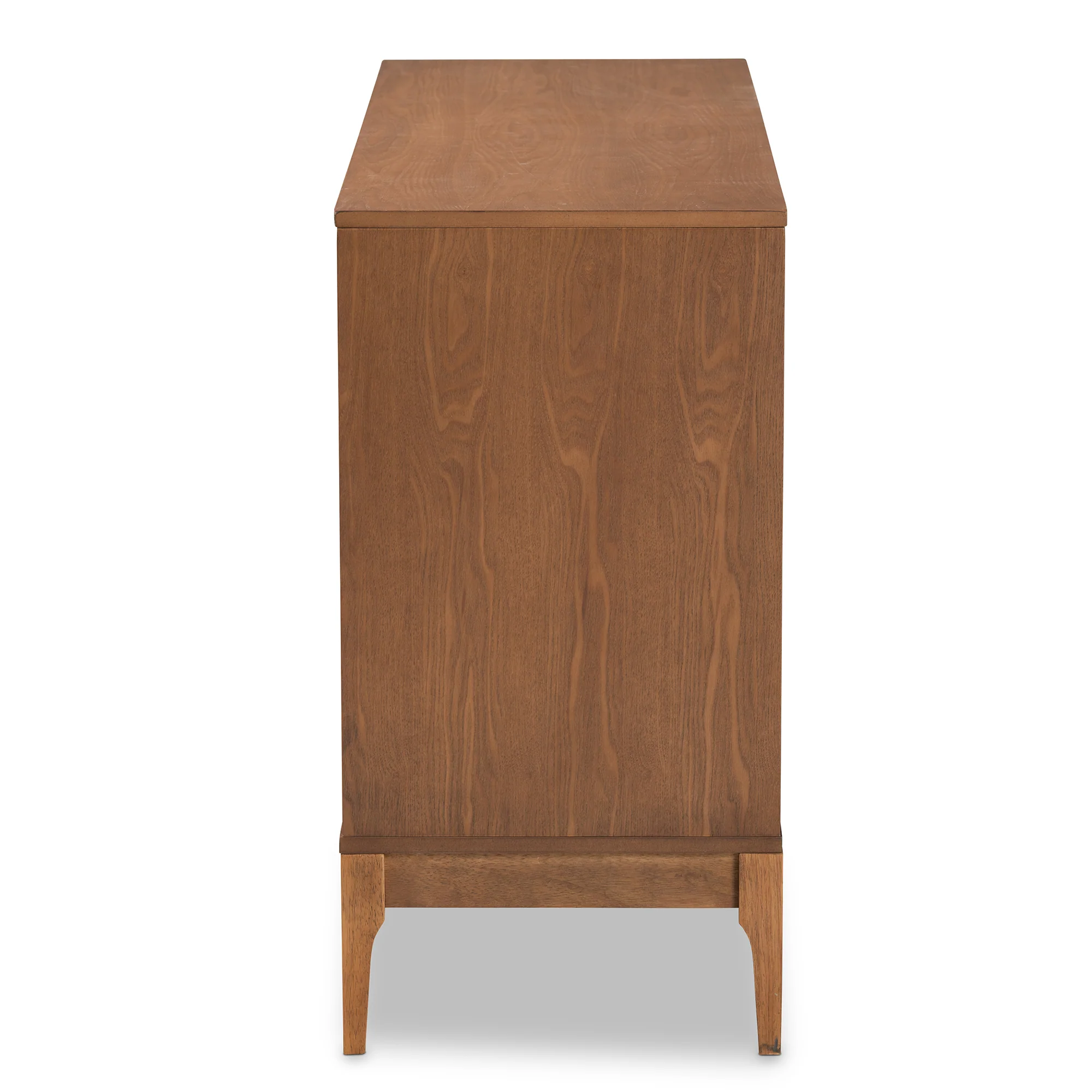 Baxton Studio Ramiel Mid-Century Modern Ash Walnut Finished Wood and Rattan 6-Drawer Dresser - Image 5