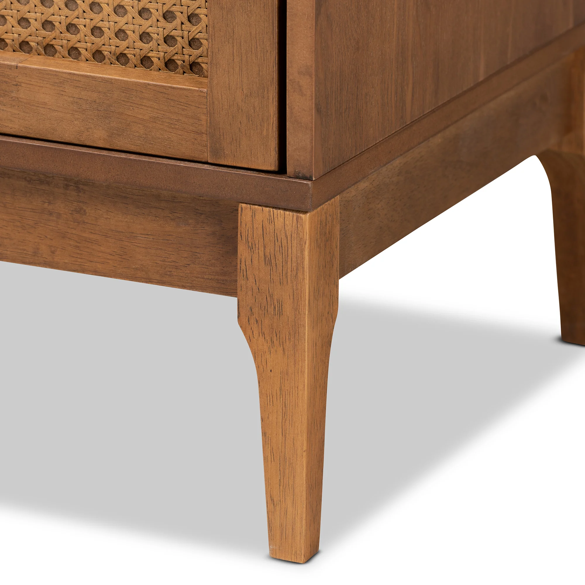 Baxton Studio Ramiel Mid-Century Modern Ash Walnut Finished Wood and Rattan 6-Drawer Dresser - Image 7