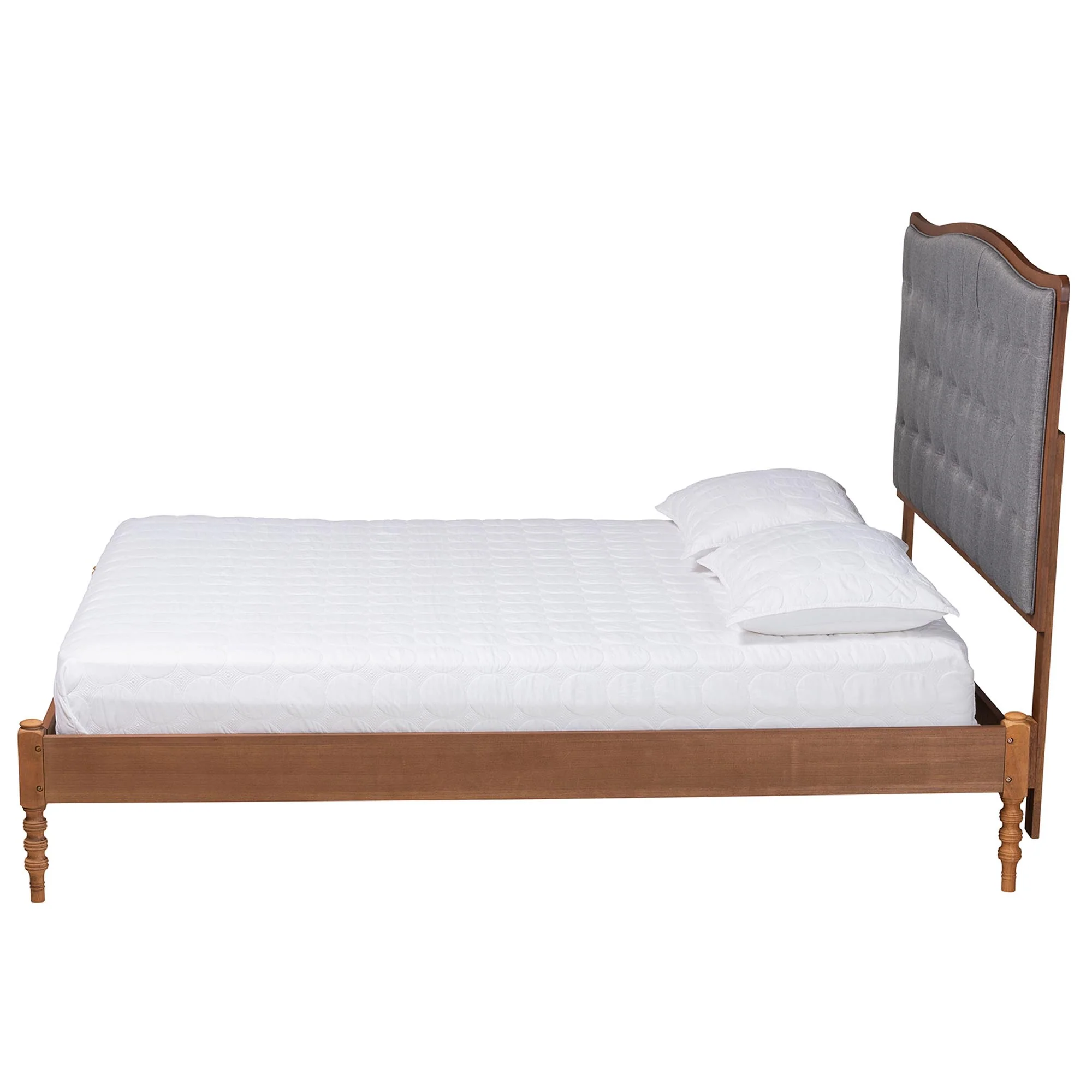Baxton Studio Randalin Classic and Traditional Grey Fabric and Walnut Brown Finished Wood Queen Size Platform Bed - Image 7