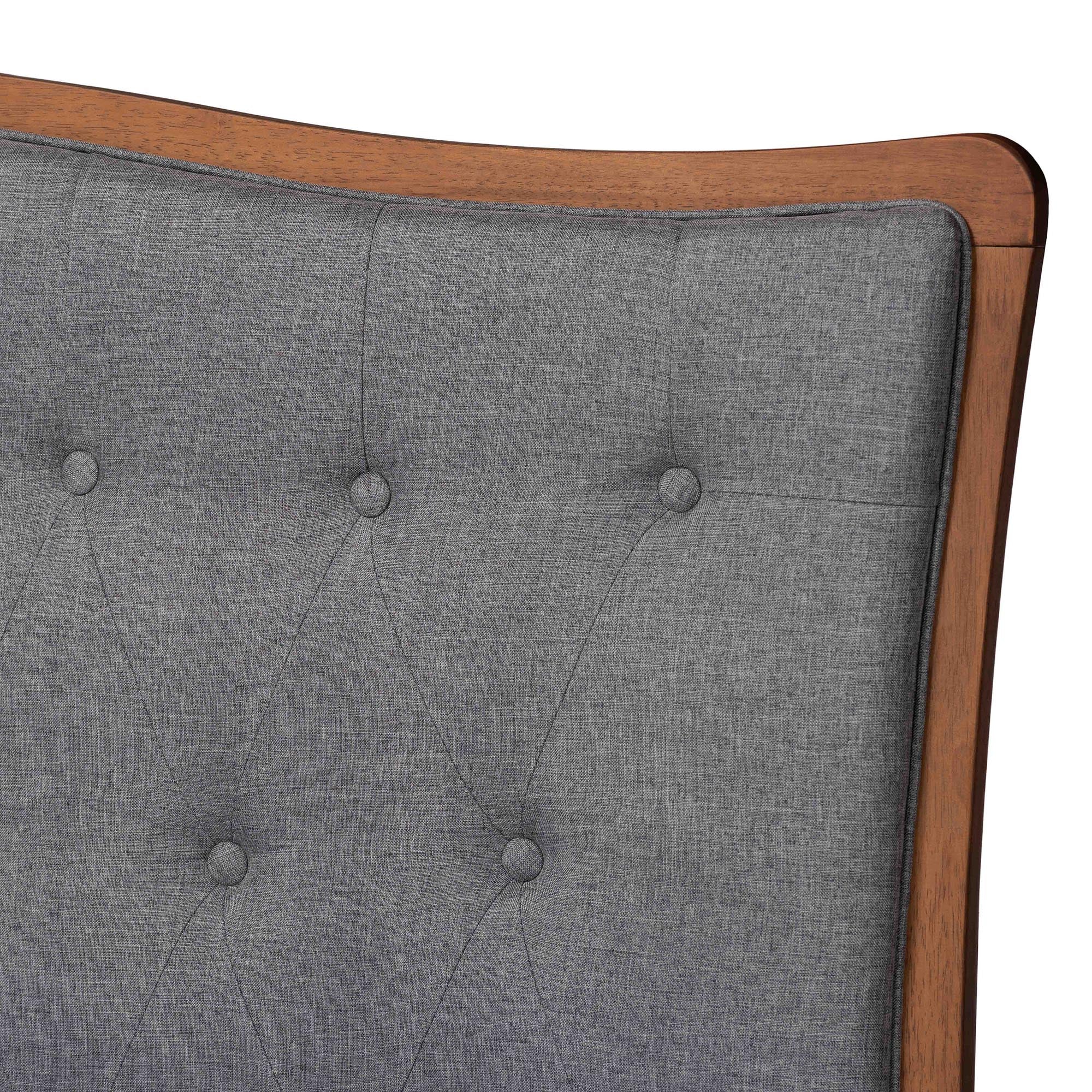 Baxton Studio Randalin Classic and Traditional Grey Fabric and Walnut Brown Finished Wood Queen Size Platform Bed - Image 9