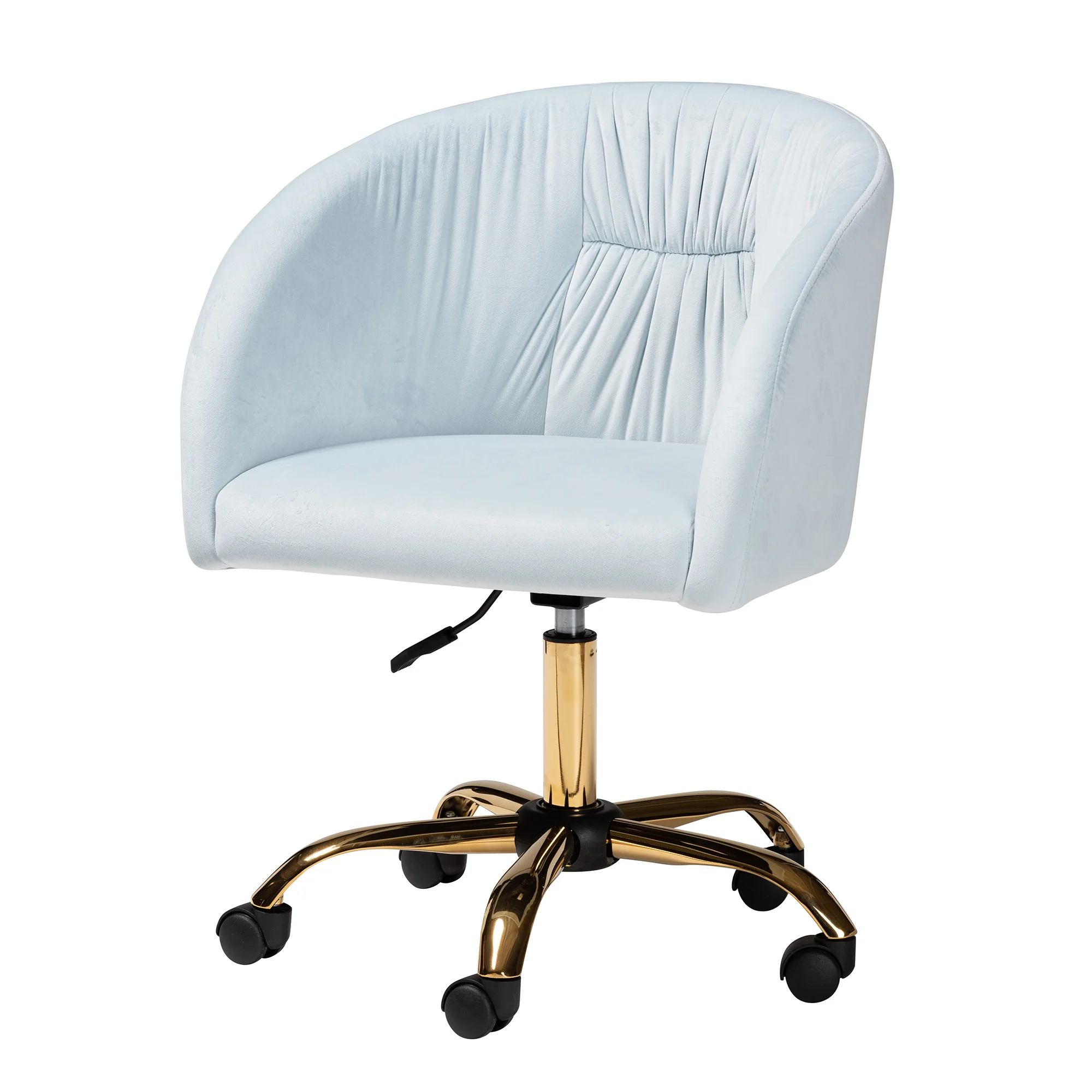 Baxton Studio Ravenna Contemporary Glam and Luxe Aqua Velvet Fabric and Gold Metal Swivel Office Chair - Image 2