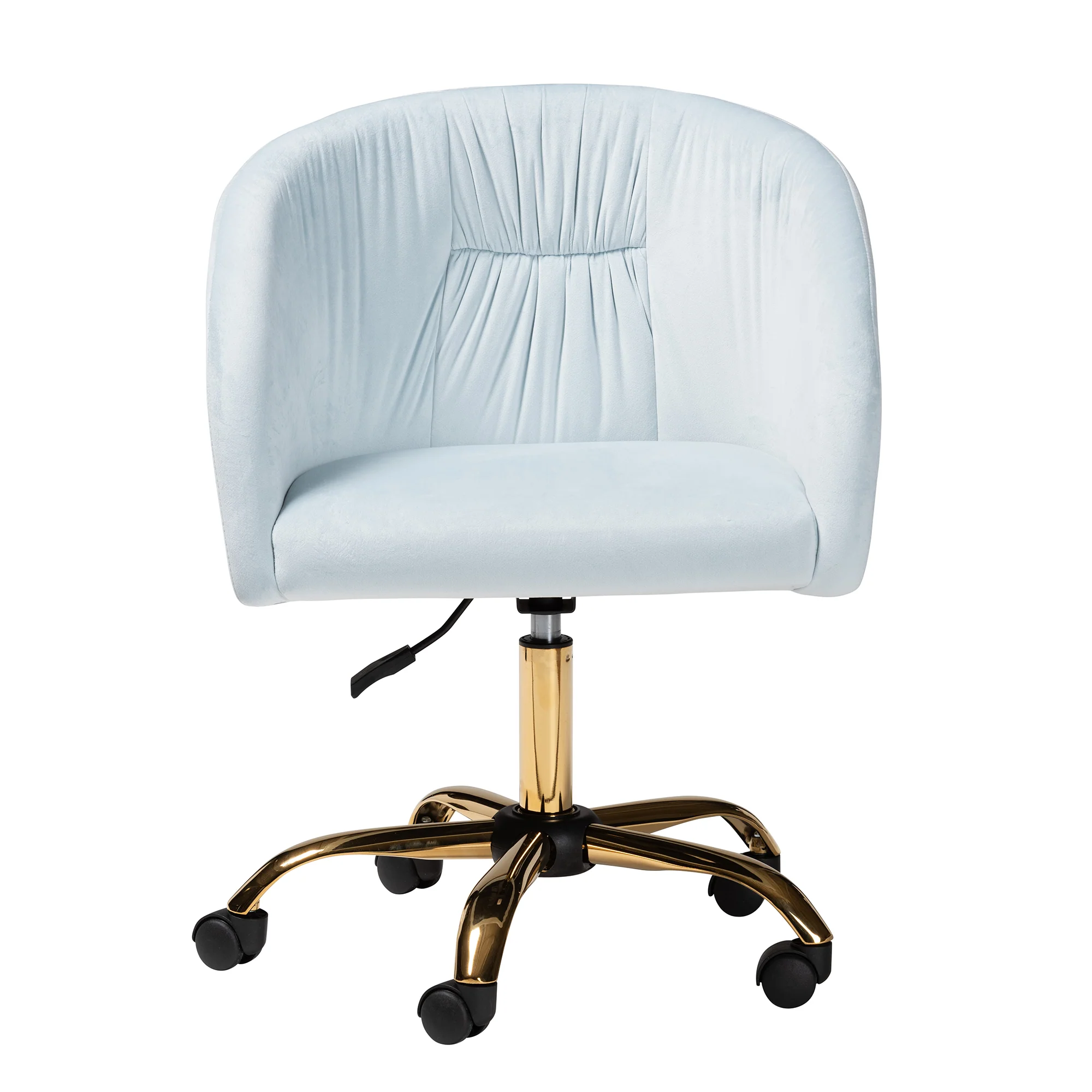 Baxton Studio Ravenna Contemporary Glam and Luxe Aqua Velvet Fabric and Gold Metal Swivel Office Chair - Image 3