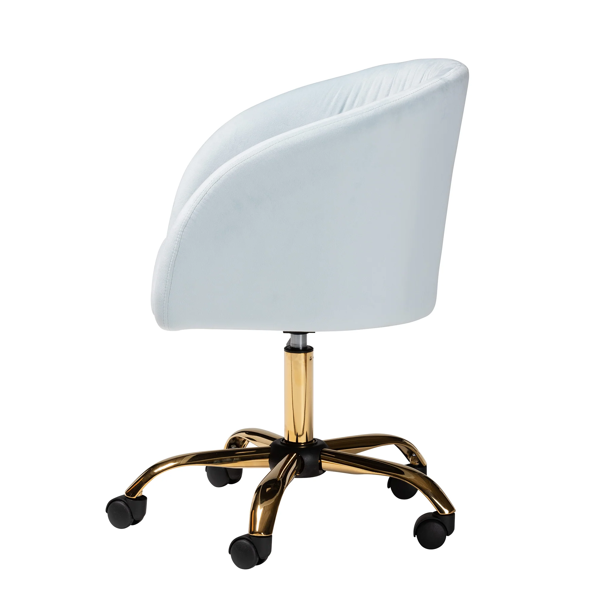 Baxton Studio Ravenna Contemporary Glam and Luxe Aqua Velvet Fabric and Gold Metal Swivel Office Chair - Image 4