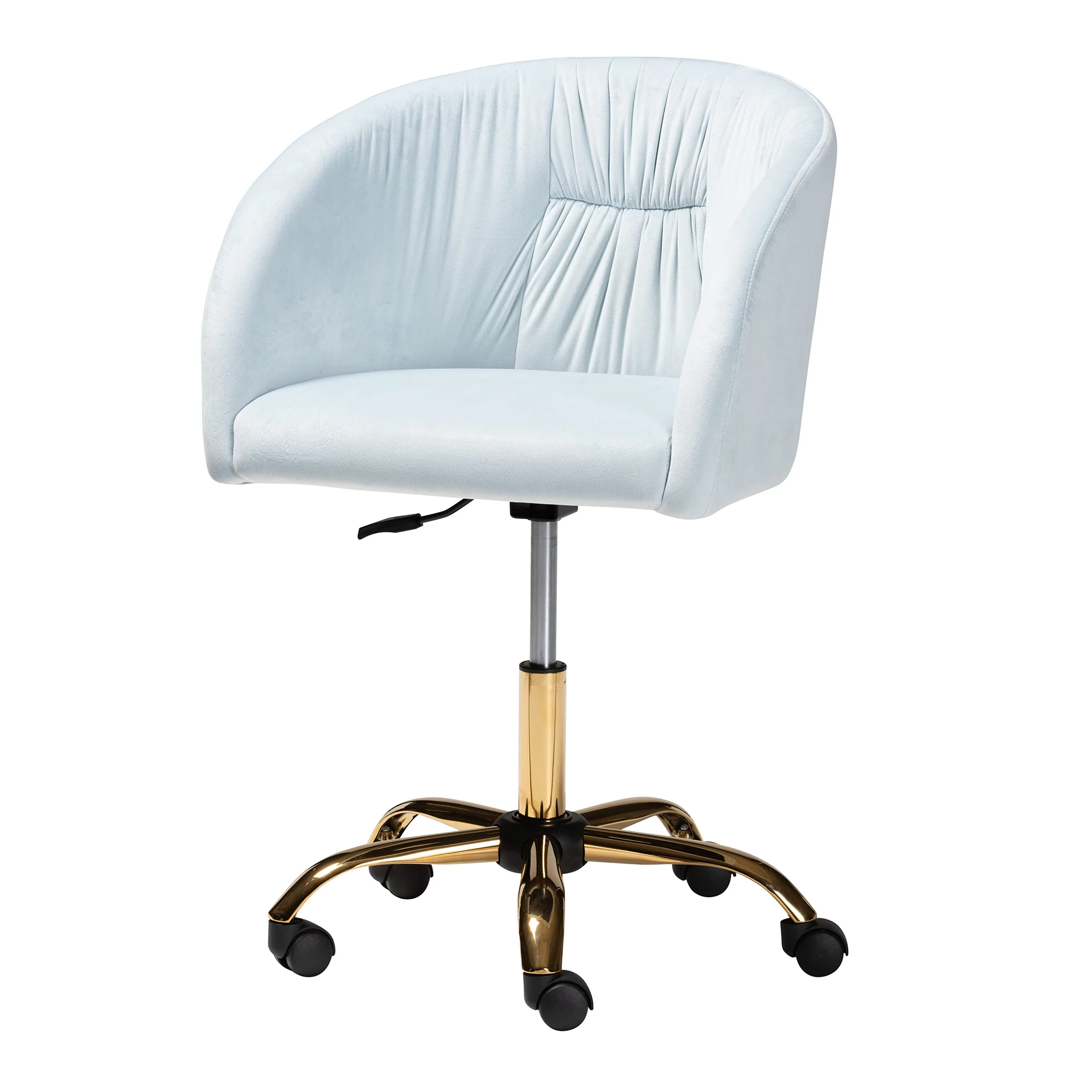 Baxton Studio Ravenna Contemporary Glam and Luxe Aqua Velvet Fabric and Gold Metal Swivel Office Chair - Image 6
