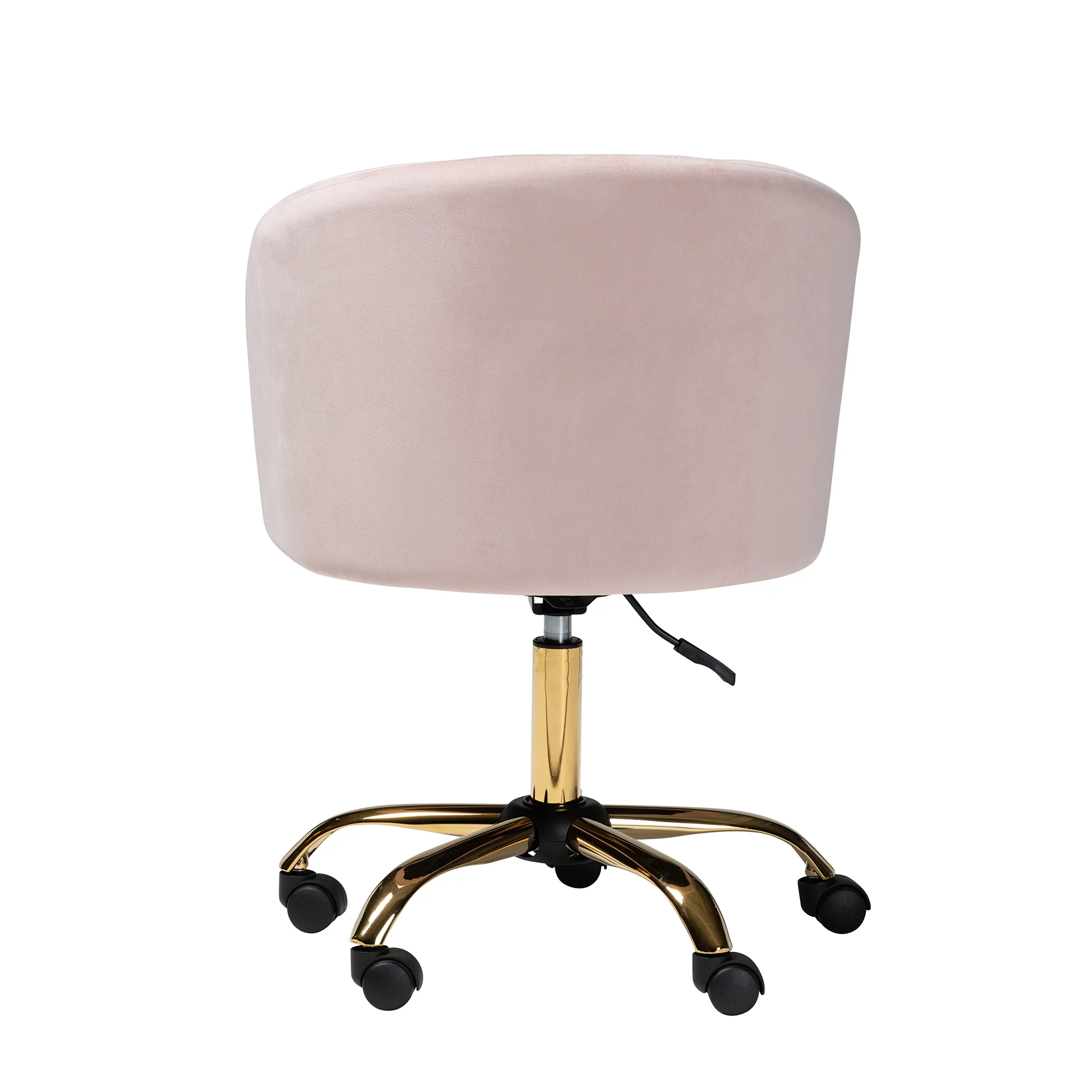 Baxton Studio Ravenna Contemporary Glam and Luxe Blush Pink Velvet Fabric and Gold Metal Swivel Office Chair - Image 5