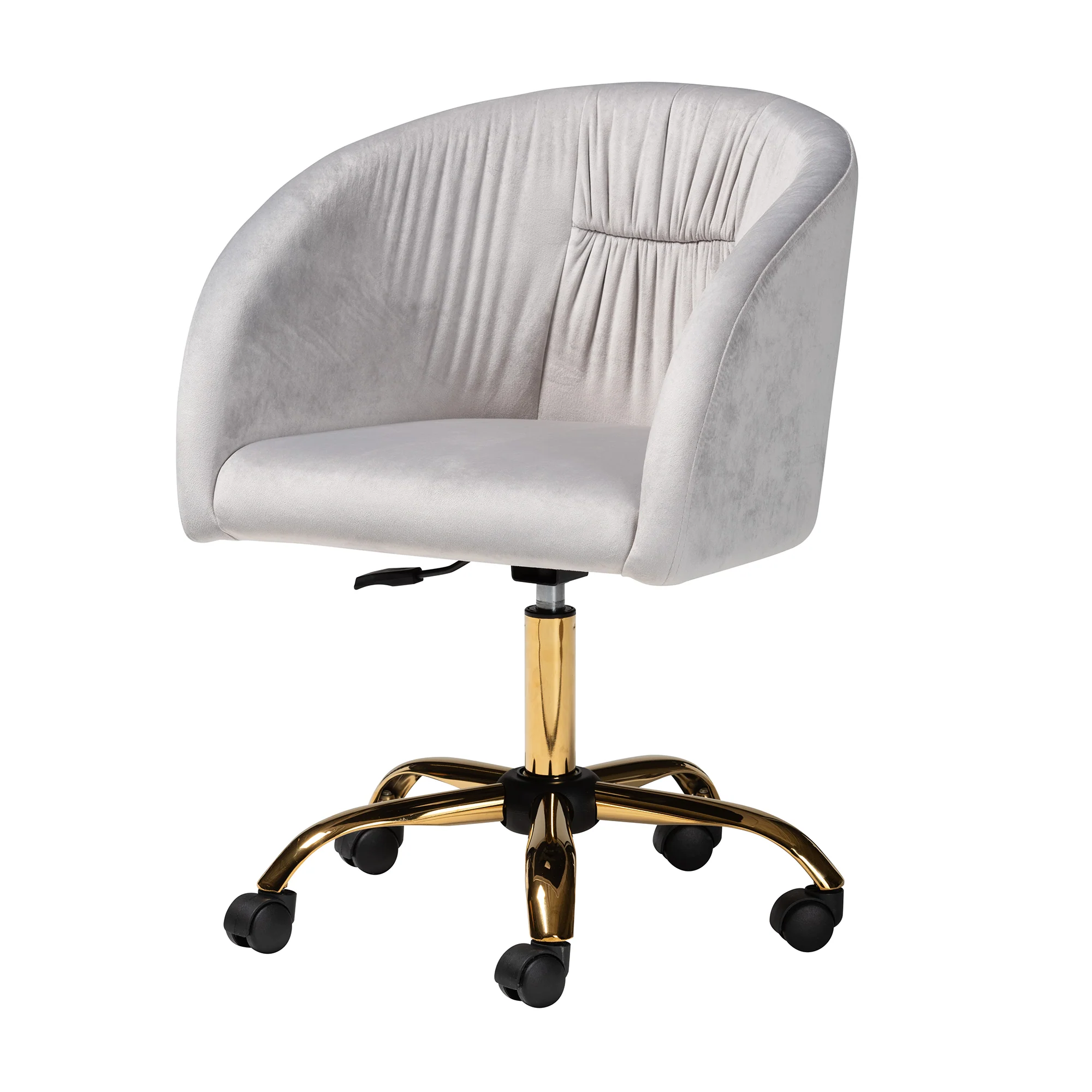 Baxton Studio Ravenna Contemporary Glam and Luxe Grey Velvet Fabric and Gold Metal Swivel Office Chair - Image 5