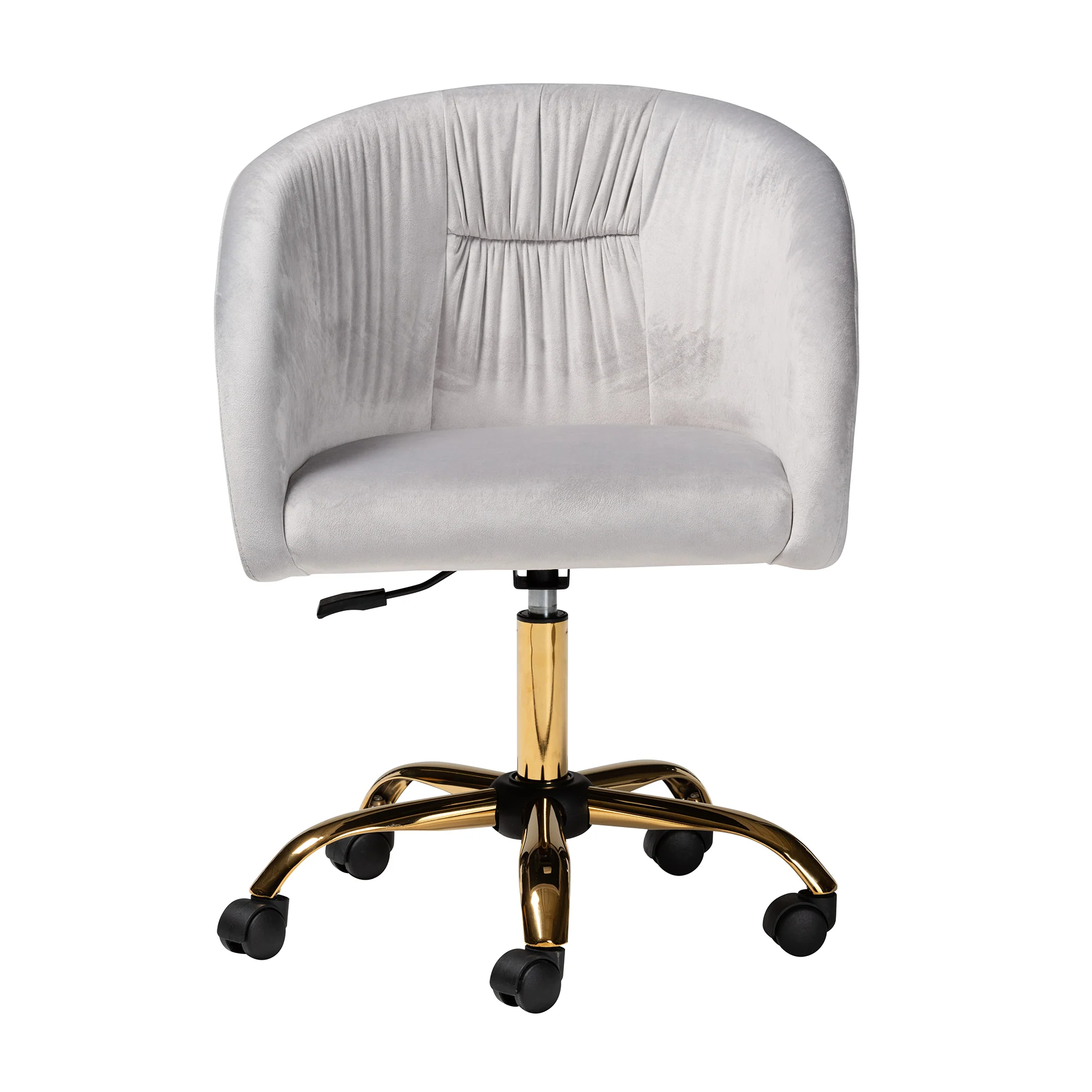 Baxton Studio Ravenna Contemporary Glam and Luxe Grey Velvet Fabric and Gold Metal Swivel Office Chair - Image 6