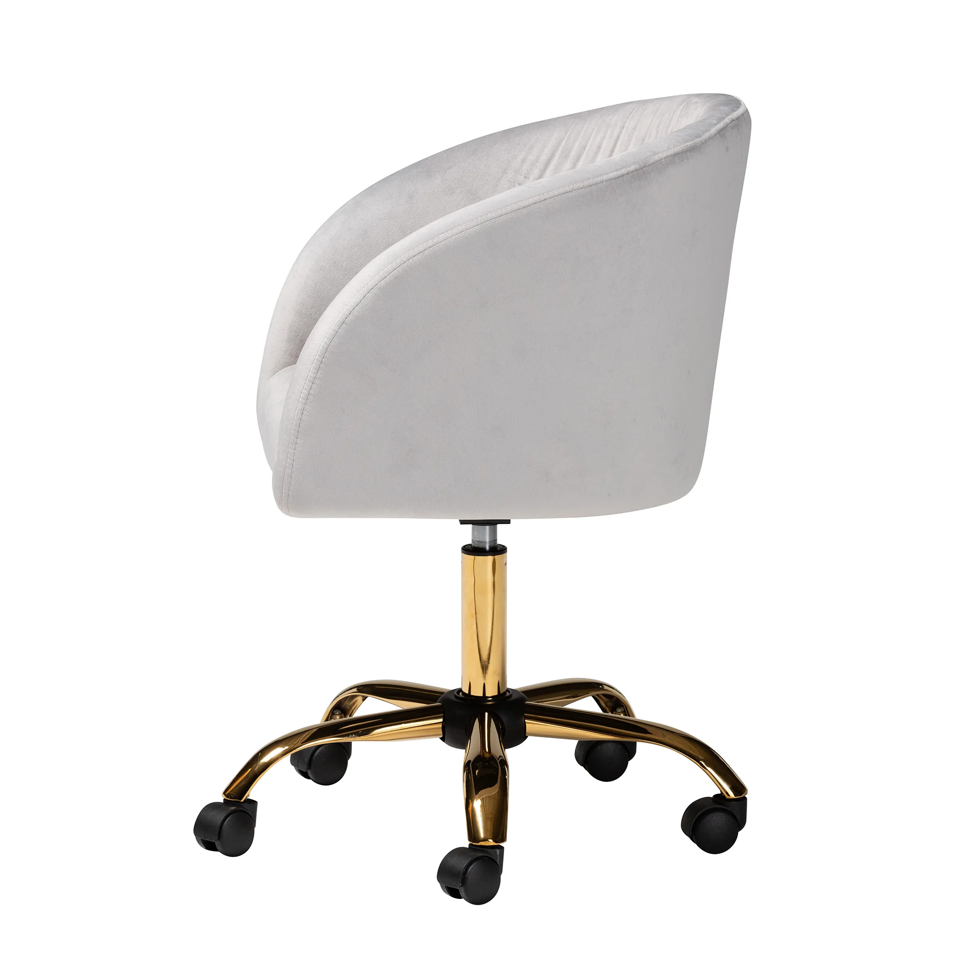 Baxton Studio Ravenna Contemporary Glam and Luxe Grey Velvet Fabric and Gold Metal Swivel Office Chair - Image 7