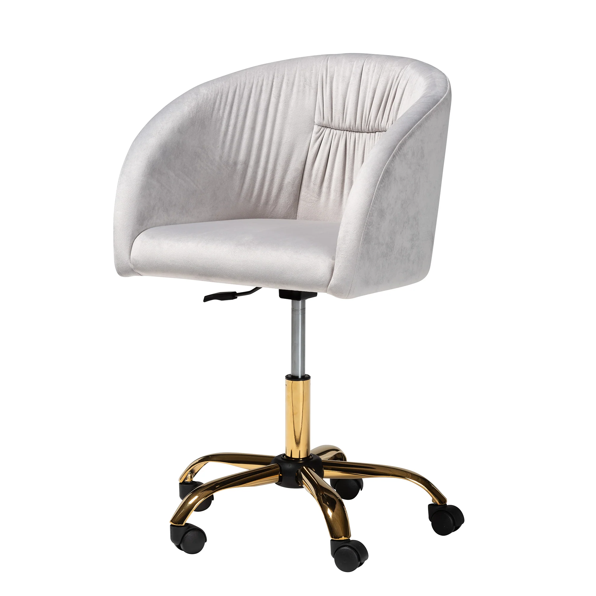Baxton Studio Ravenna Contemporary Glam and Luxe Grey Velvet Fabric and Gold Metal Swivel Office Chair - Image 9