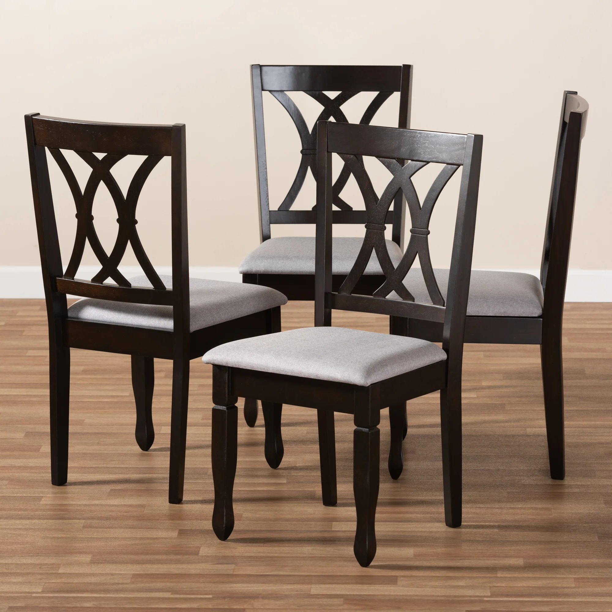 Baxton Studio Reneau Modern and Contemporary Sand Fabric Upholstered Espresso Brown Finished Wood Dining Chair Set of 4 - Image 13