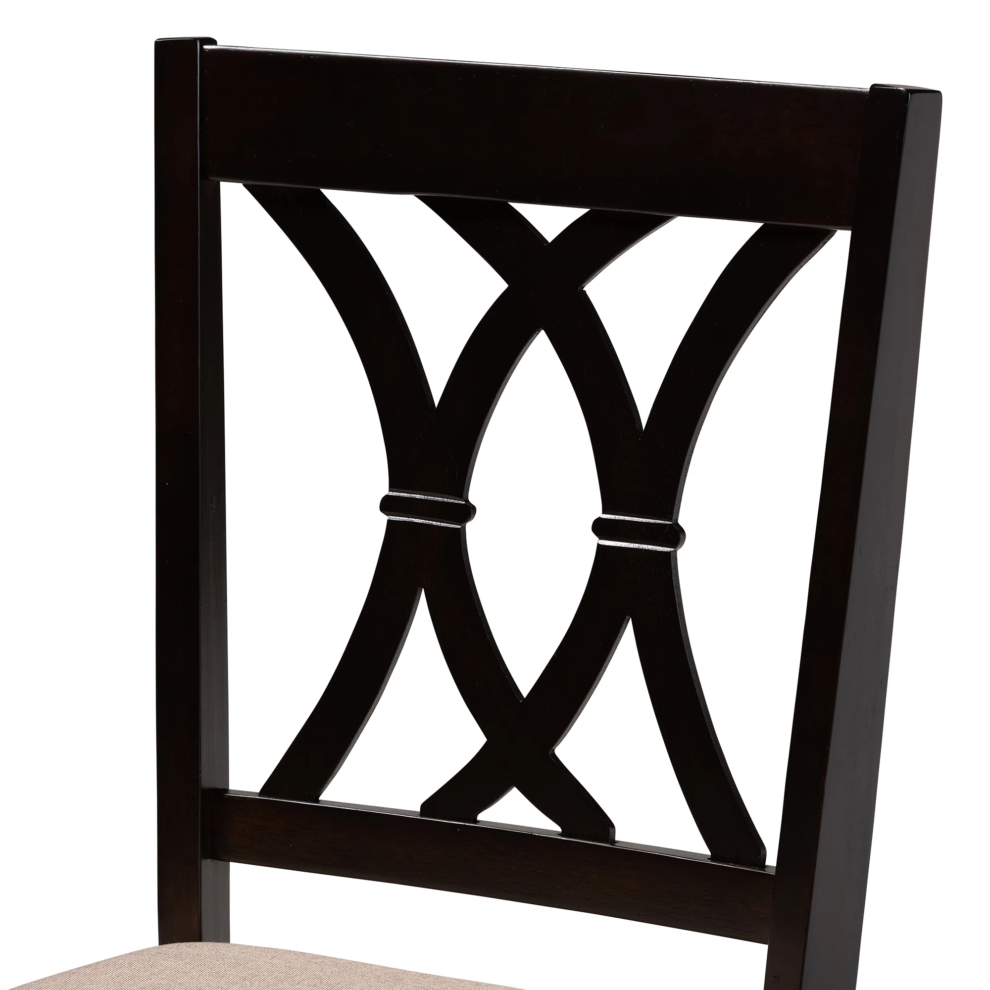 Baxton Studio Reneau Modern and Contemporary Sand Fabric Upholstered Espresso Brown Finished Wood Dining Chair Set of 4 - Image 4