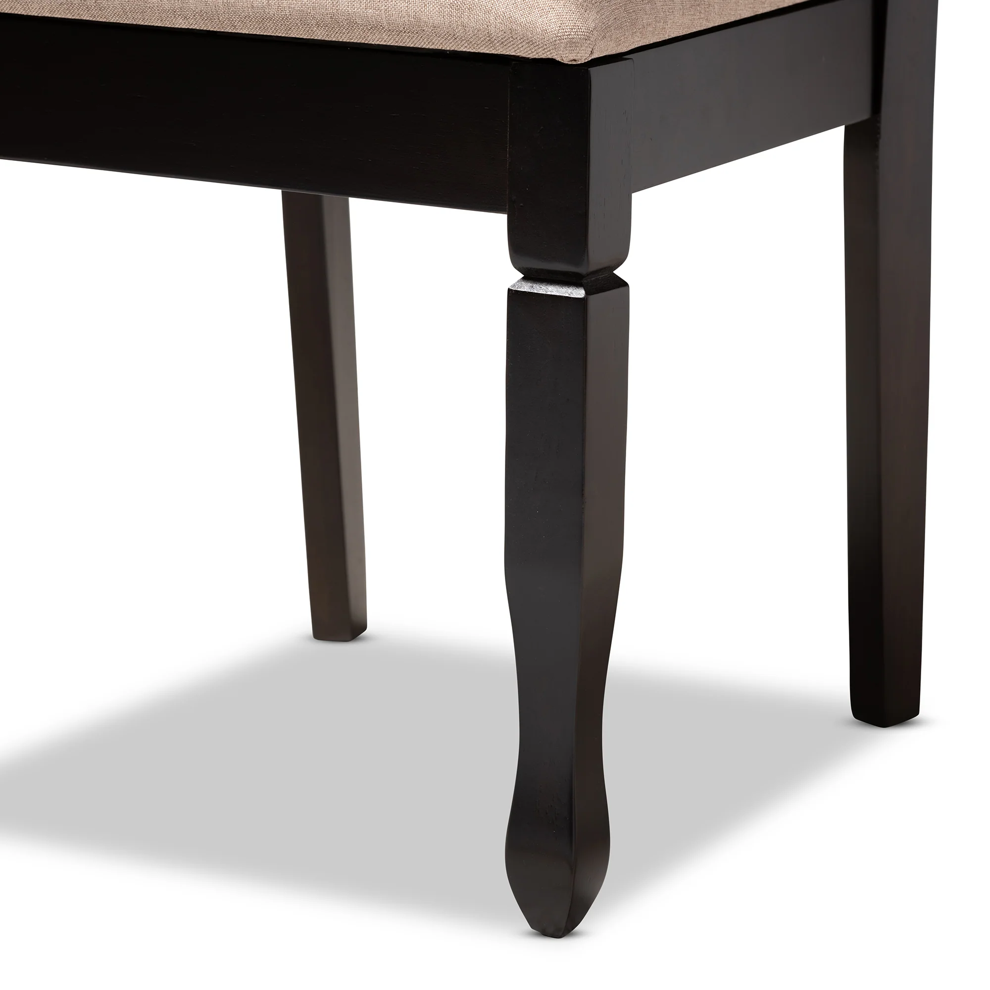Baxton Studio Reneau Modern and Contemporary Sand Fabric Upholstered Espresso Brown Finished Wood Dining Chair Set of 4 - Image 5