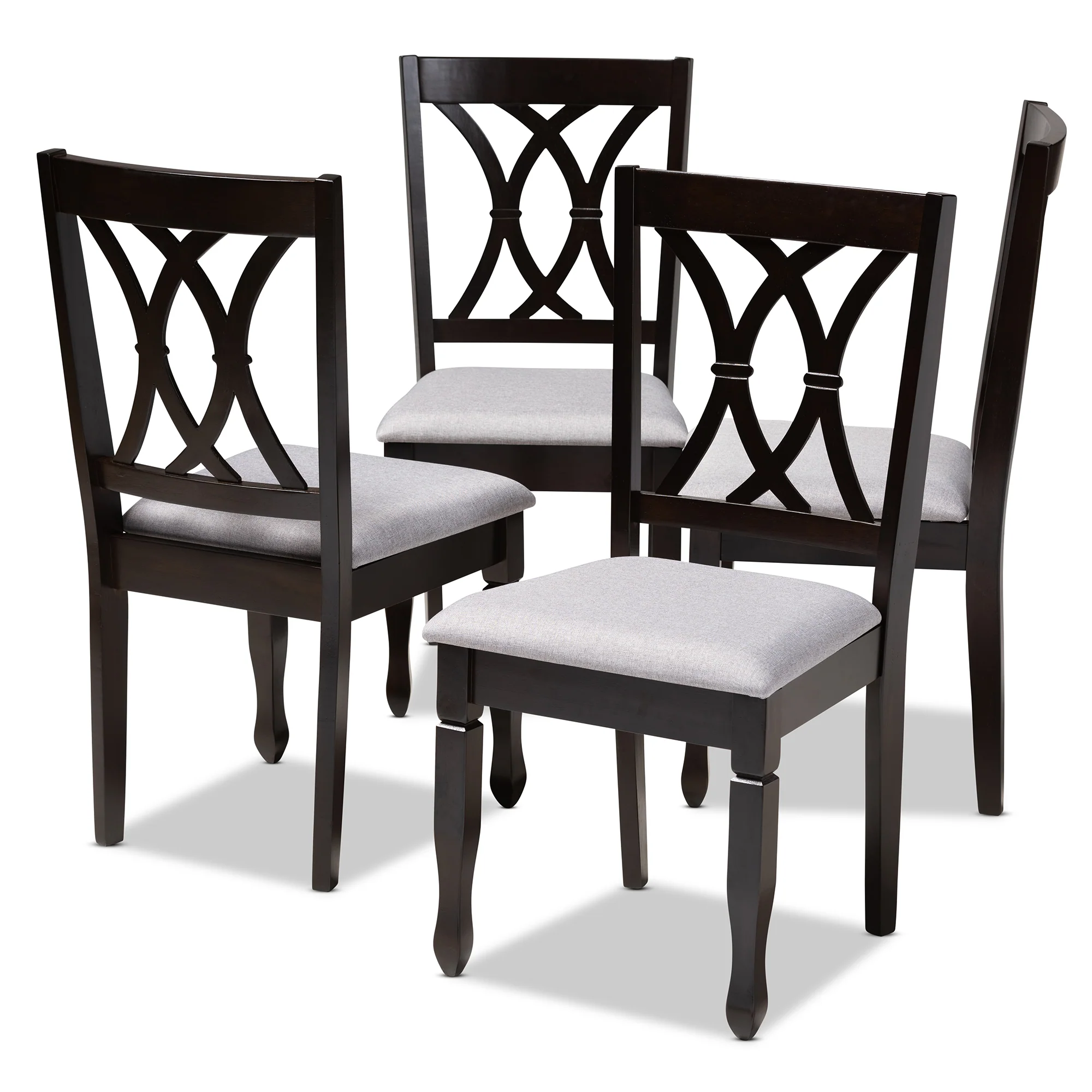 Baxton Studio Reneau Modern and Contemporary Sand Fabric Upholstered Espresso Brown Finished Wood Dining Chair Set of 4 - Image 9