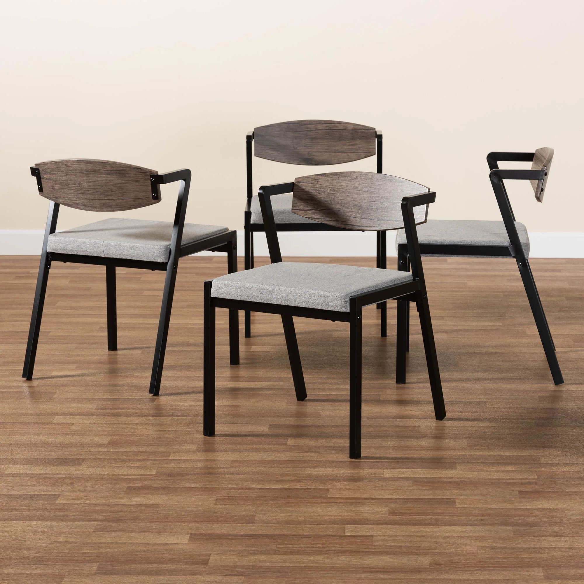Baxton Studio Revelin Industrial Beige Fabric and Metal Dining Chair - Image 14
