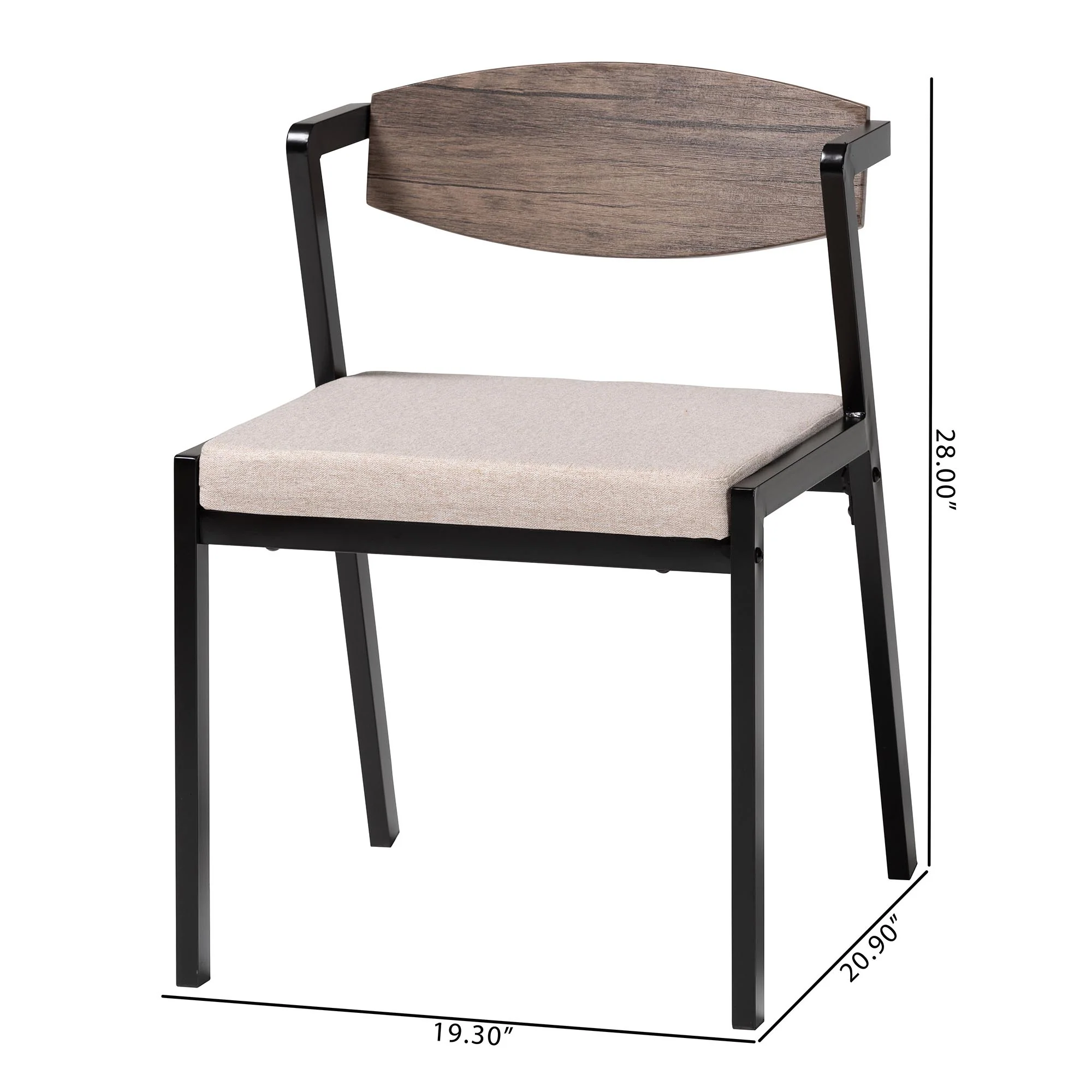Baxton Studio Revelin Industrial Beige Fabric and Metal Dining Chair - Image 4