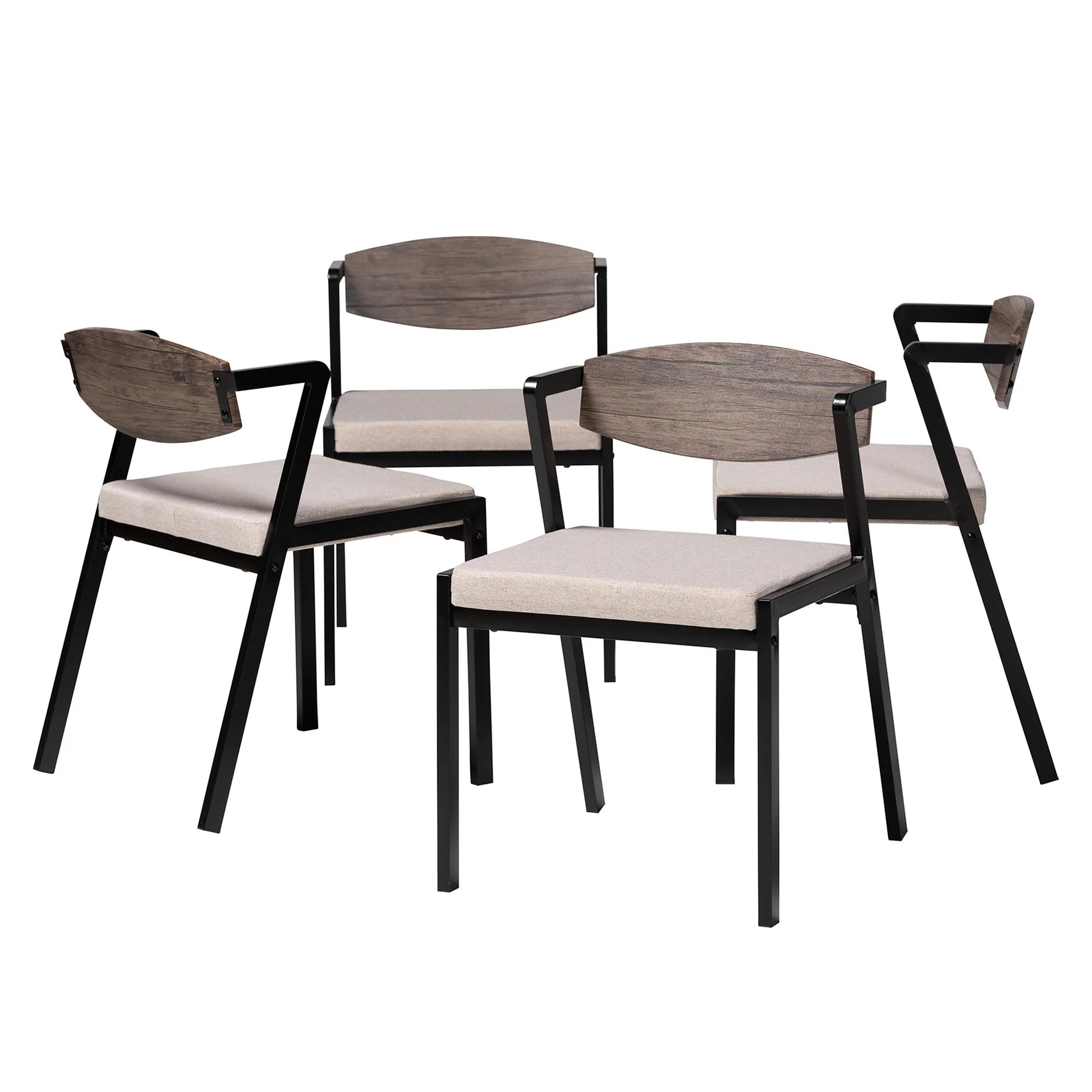 Baxton Studio Revelin Industrial Beige Fabric and Metal Dining Chair - Image 5