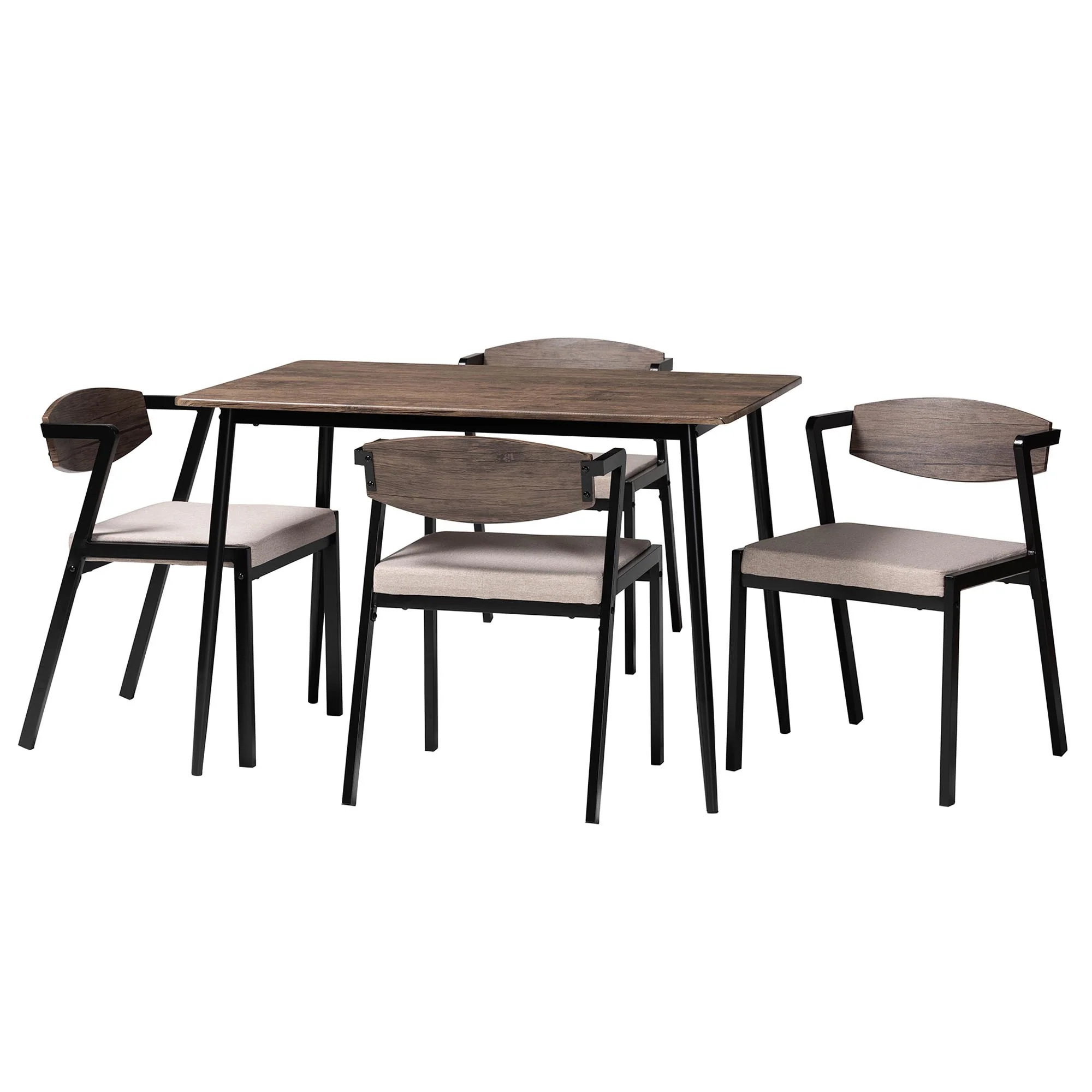 Baxton Studio Revelin Industrial Beige Fabric and Metal Dining Set - Image 4