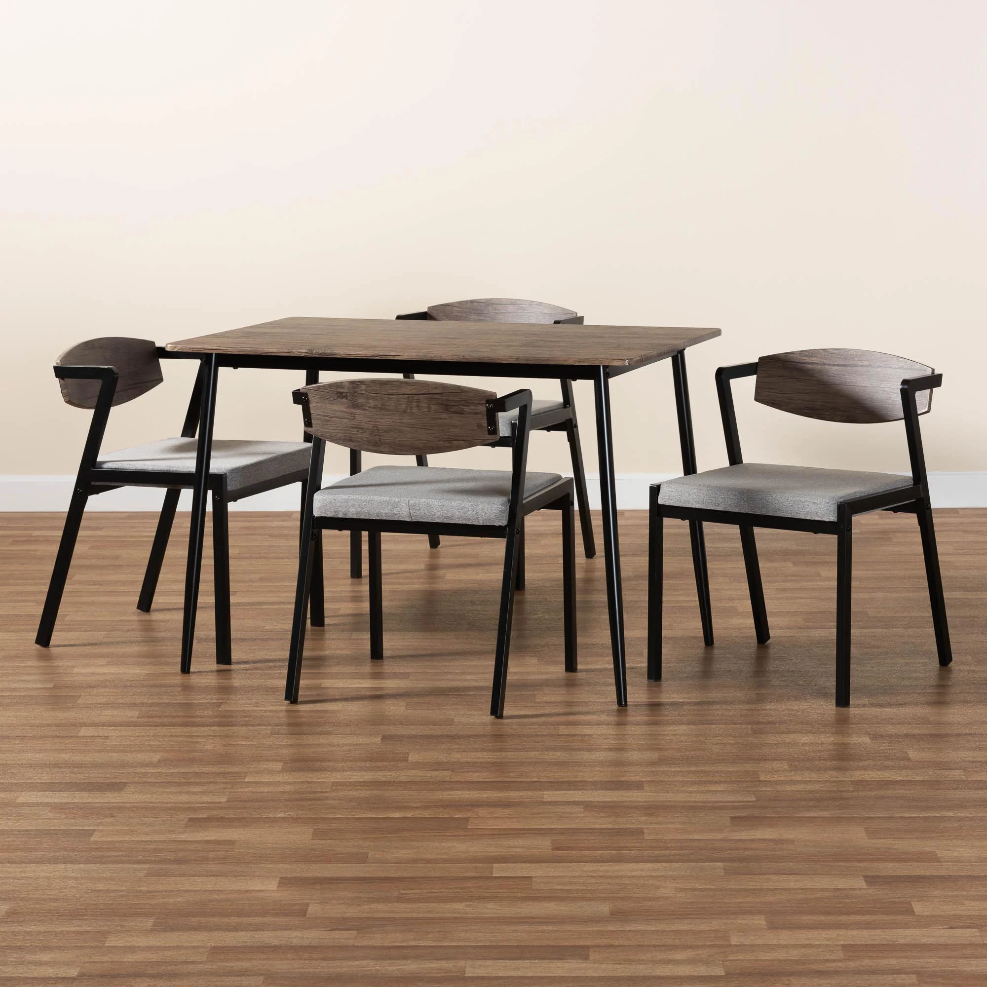 Baxton Studio Revelin Industrial Grey Fabric and Metal Dining Set - Image 2