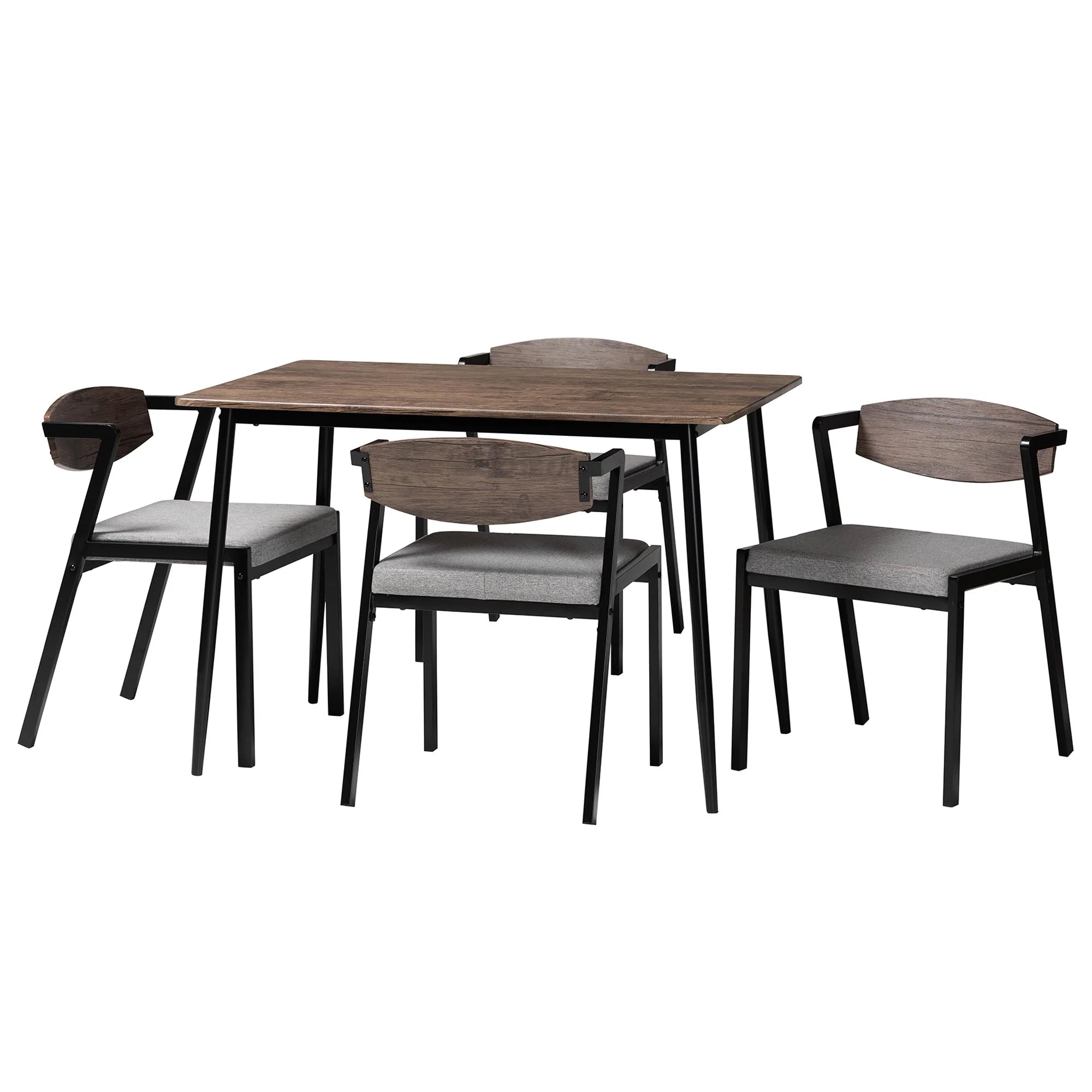 Baxton Studio Revelin Industrial Grey Fabric and Metal Dining Set - Image 4