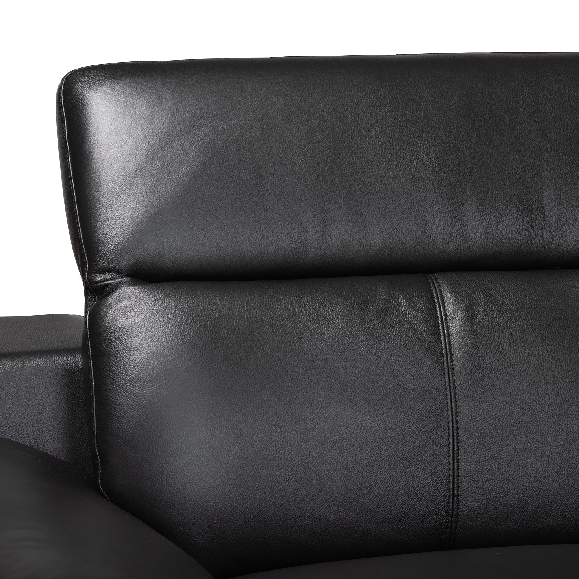 Baxton Studio Reverie Modern Black Full  Leather Sectional Sofa with Right Facing Chaise - Image 5