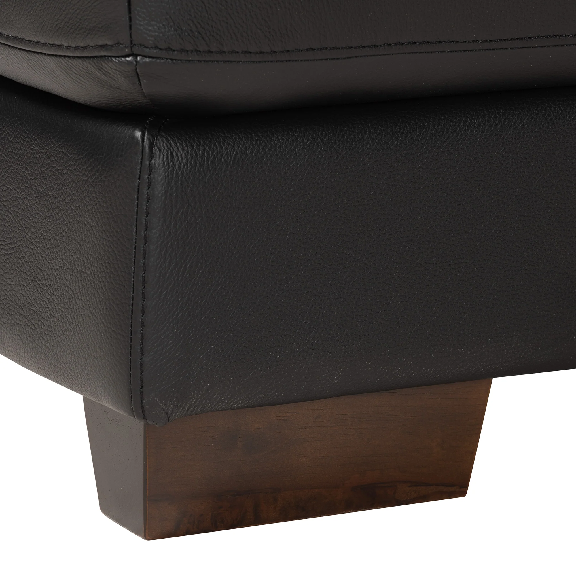 Baxton Studio Reverie Modern Black Full  Leather Sectional Sofa with Right Facing Chaise - Image 6