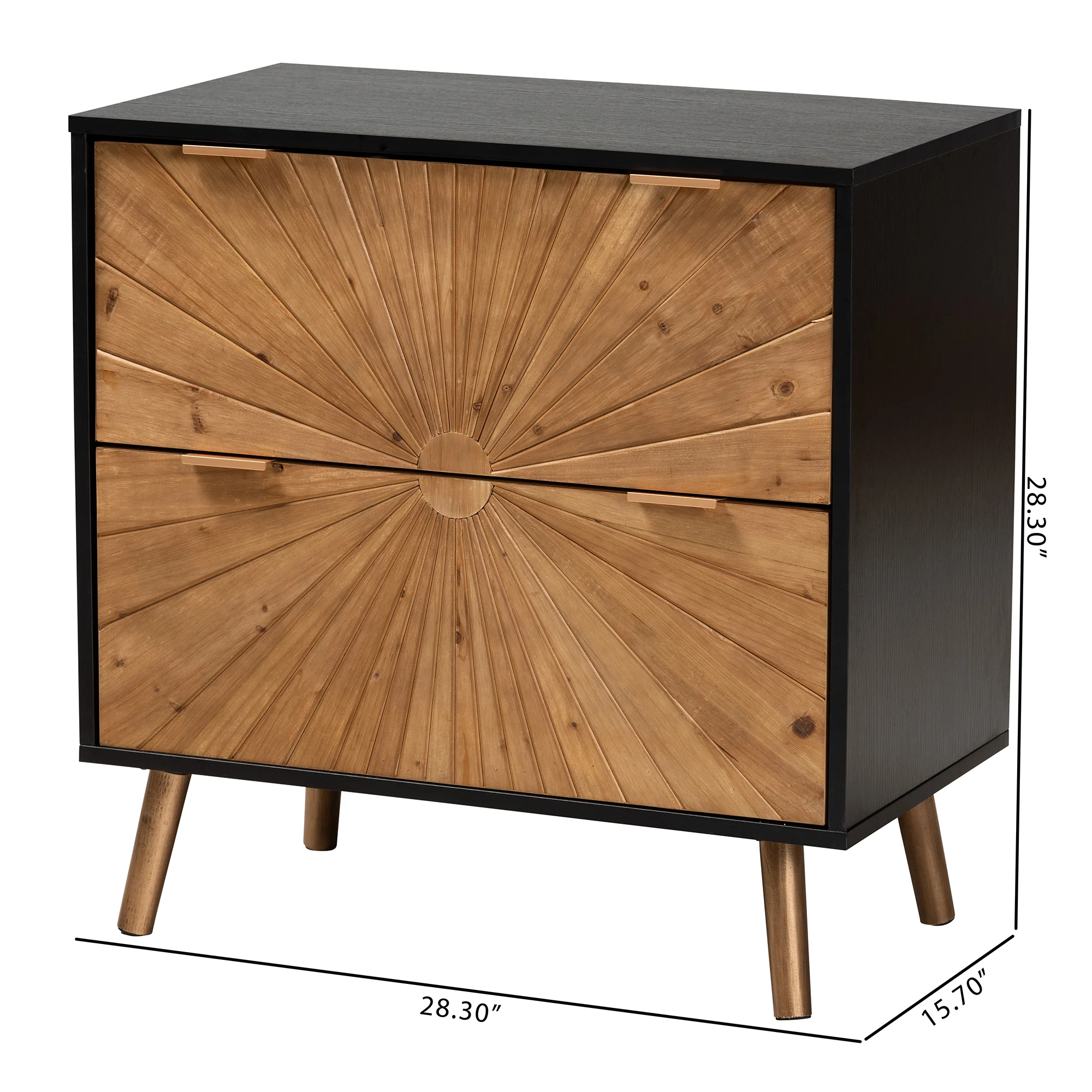 Baxton Studio Richardson Mid-Century Transitional Two-Tone Black and Natural Brown Finished Wood 2-Drawer Storage Cabinet - Image 10
