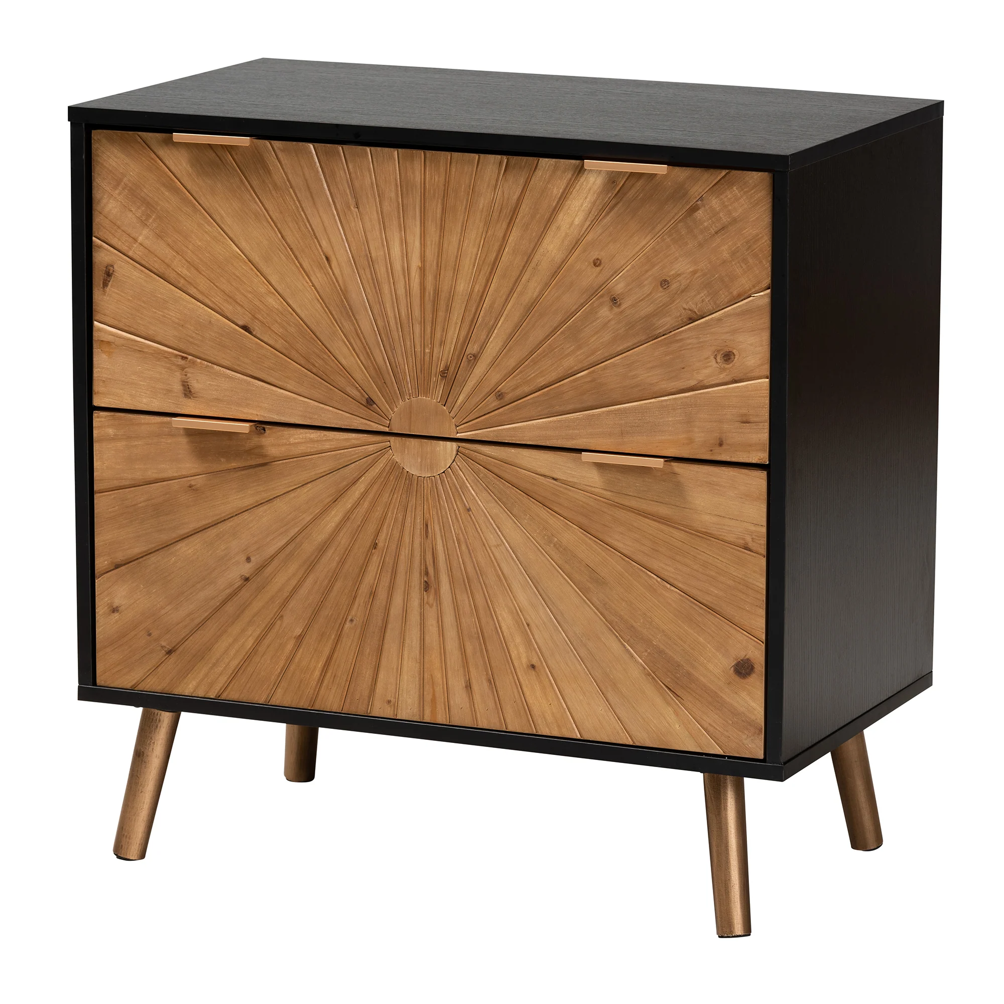 Baxton Studio Richardson Mid-Century Transitional Two-Tone Black and Natural Brown Finished Wood 2-Drawer Storage Cabinet - Image 2