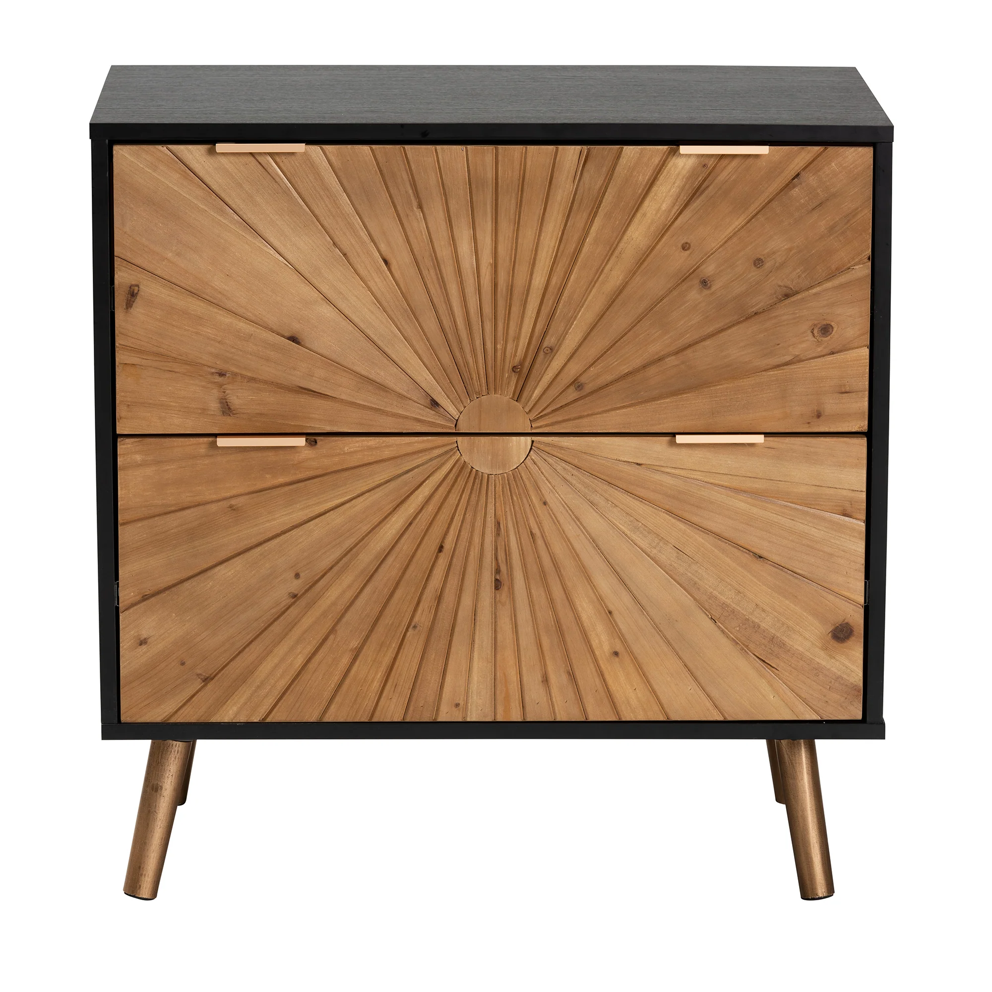 Baxton Studio Richardson Mid-Century Transitional Two-Tone Black and Natural Brown Finished Wood 2-Drawer Storage Cabinet - Image 4